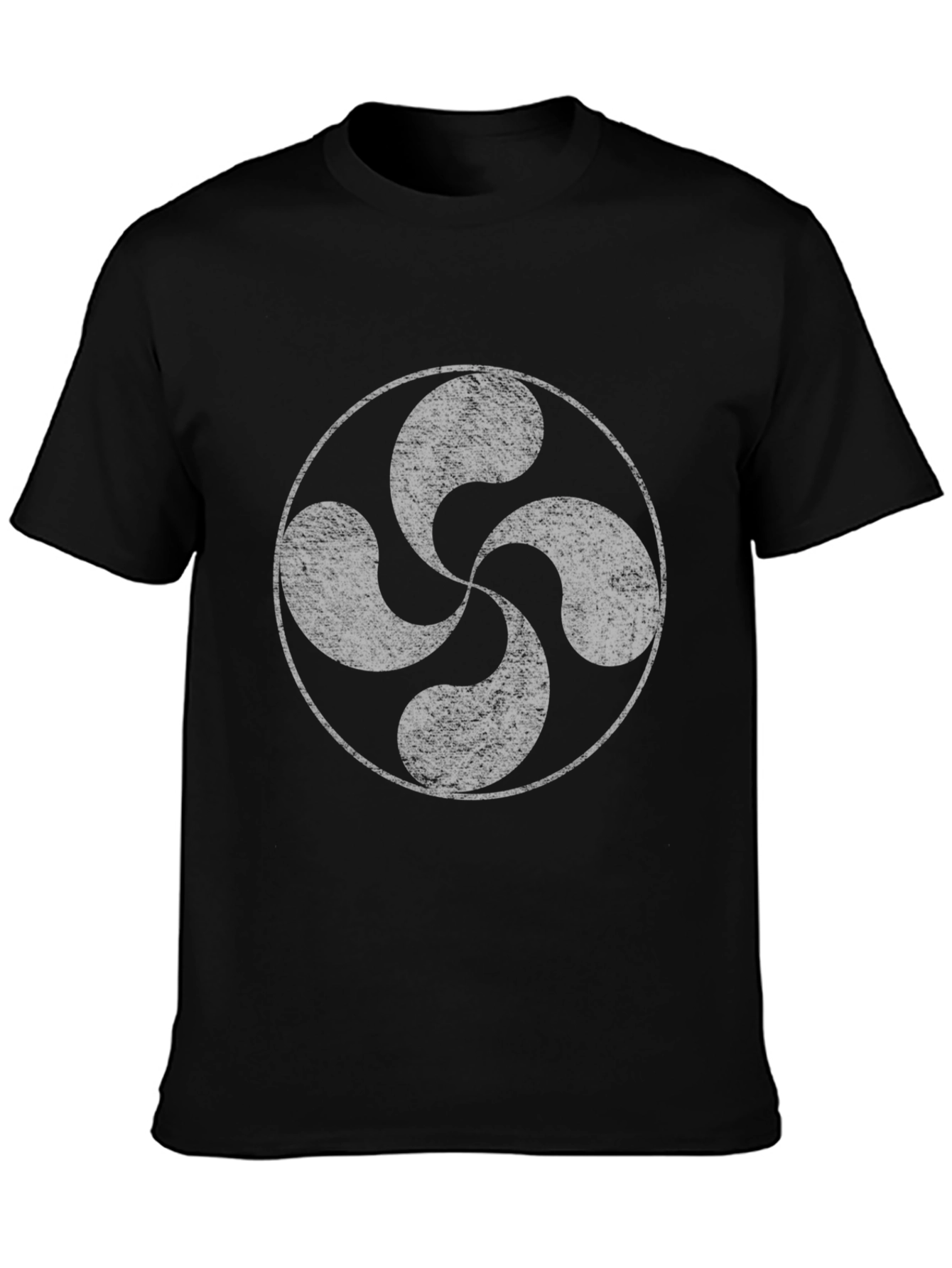 Black T-Shirt with Lauburu Basque Cross Design