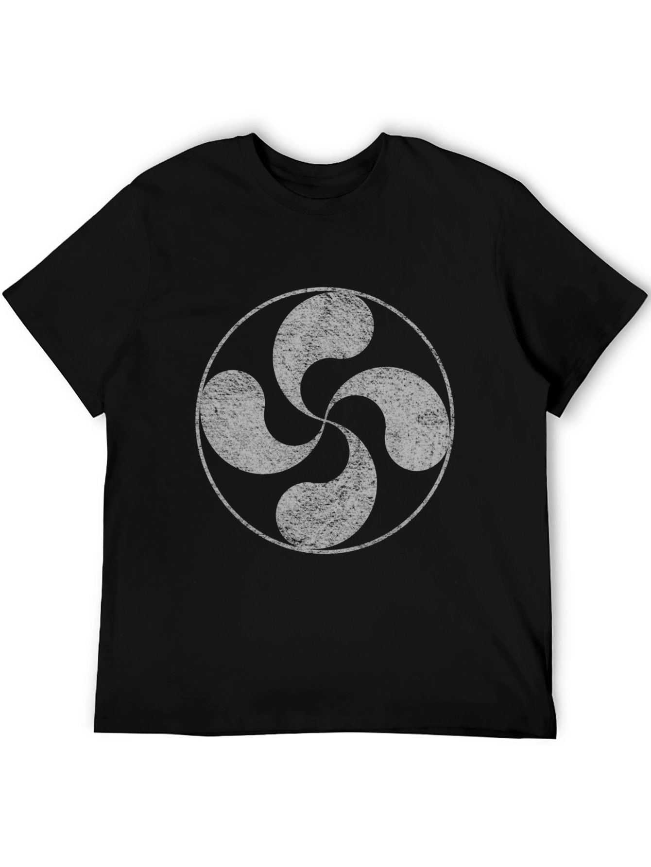 Black T-Shirt with Lauburu Basque Cross Design