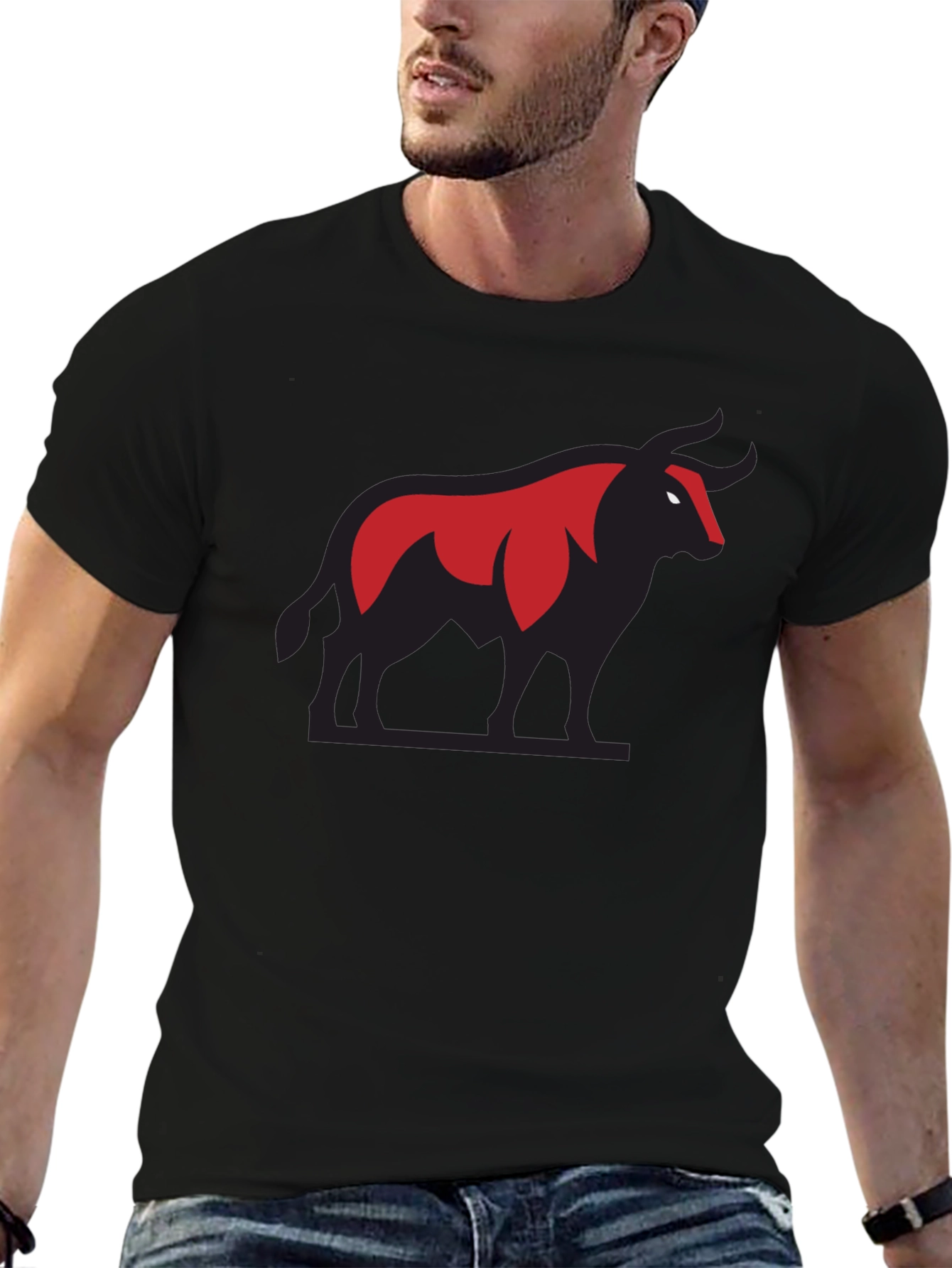 Bold Bull Graphic Tee - Black Cotton