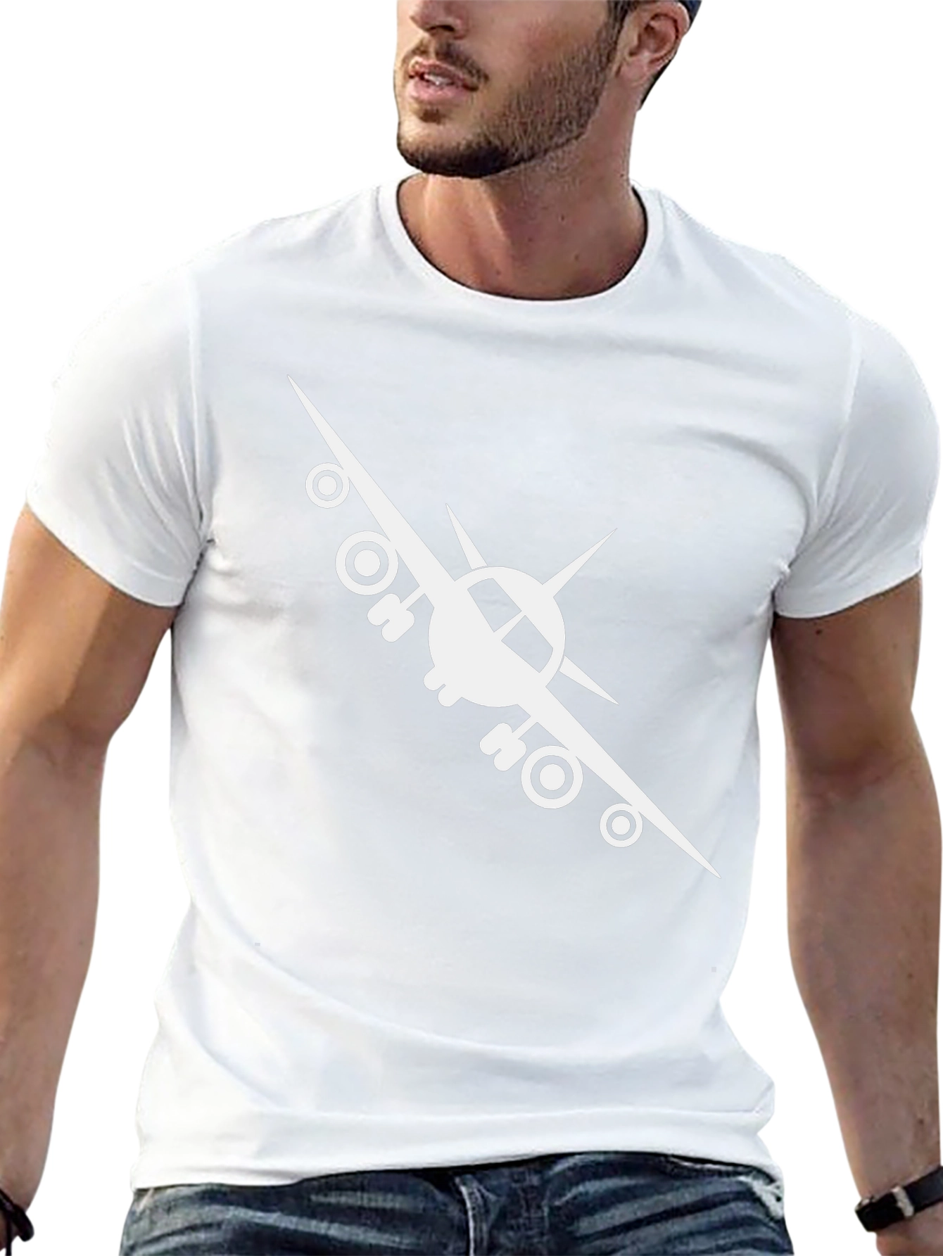 Airplane Graphic Tee - Black Cotton Comfort