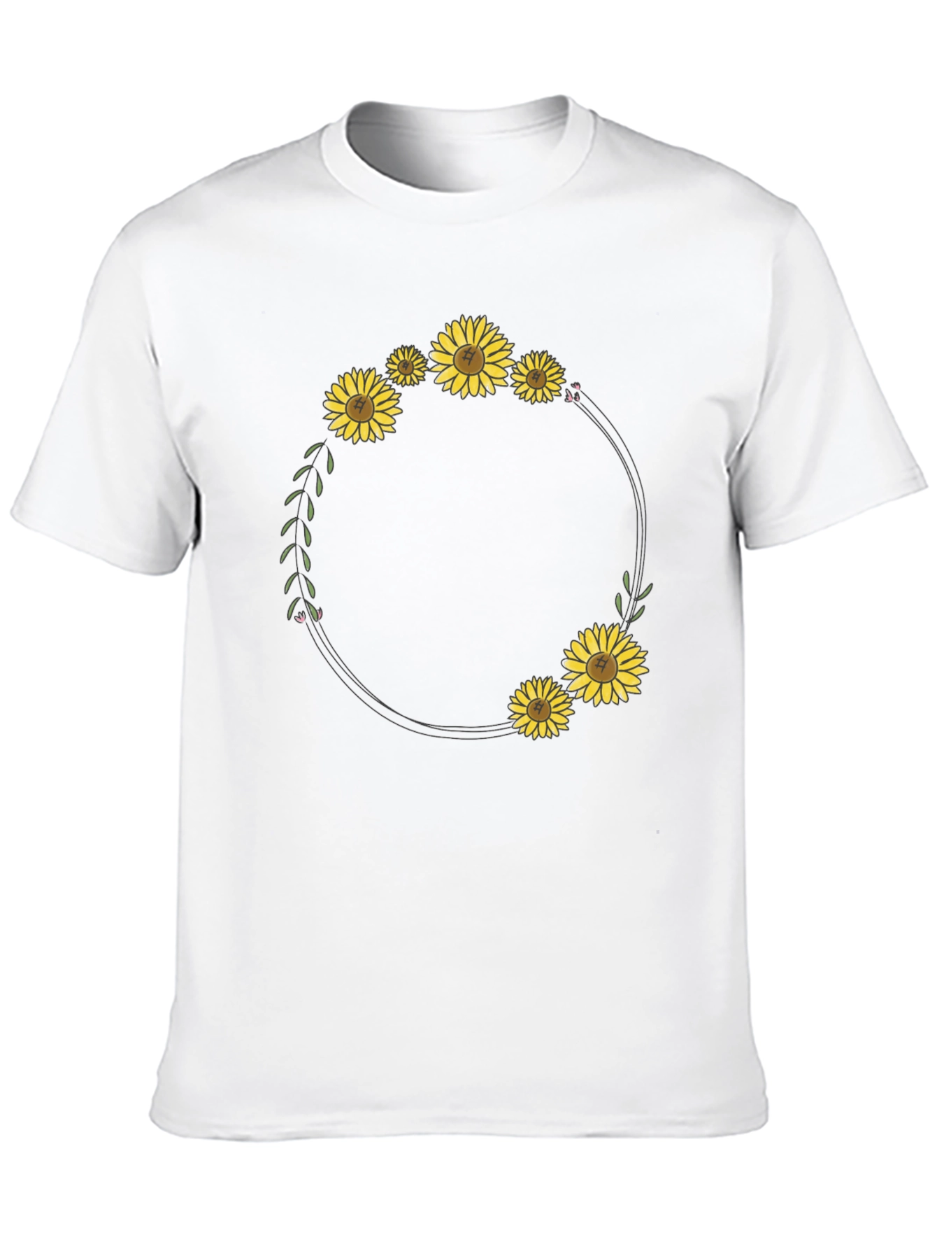 Sunflower Wreath Graphic Black T-Shirt
