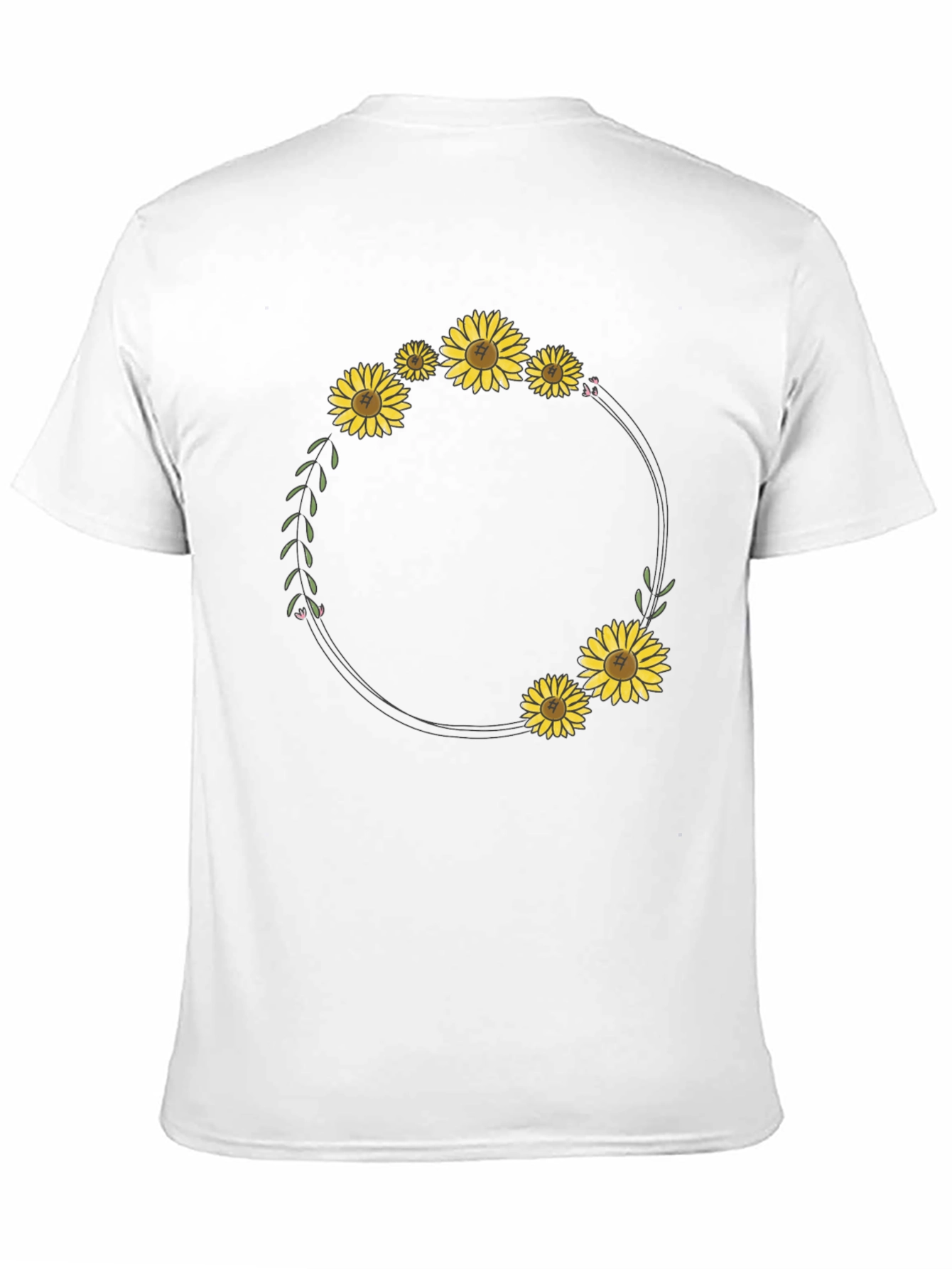 Sunflower Wreath Graphic Black T-Shirt