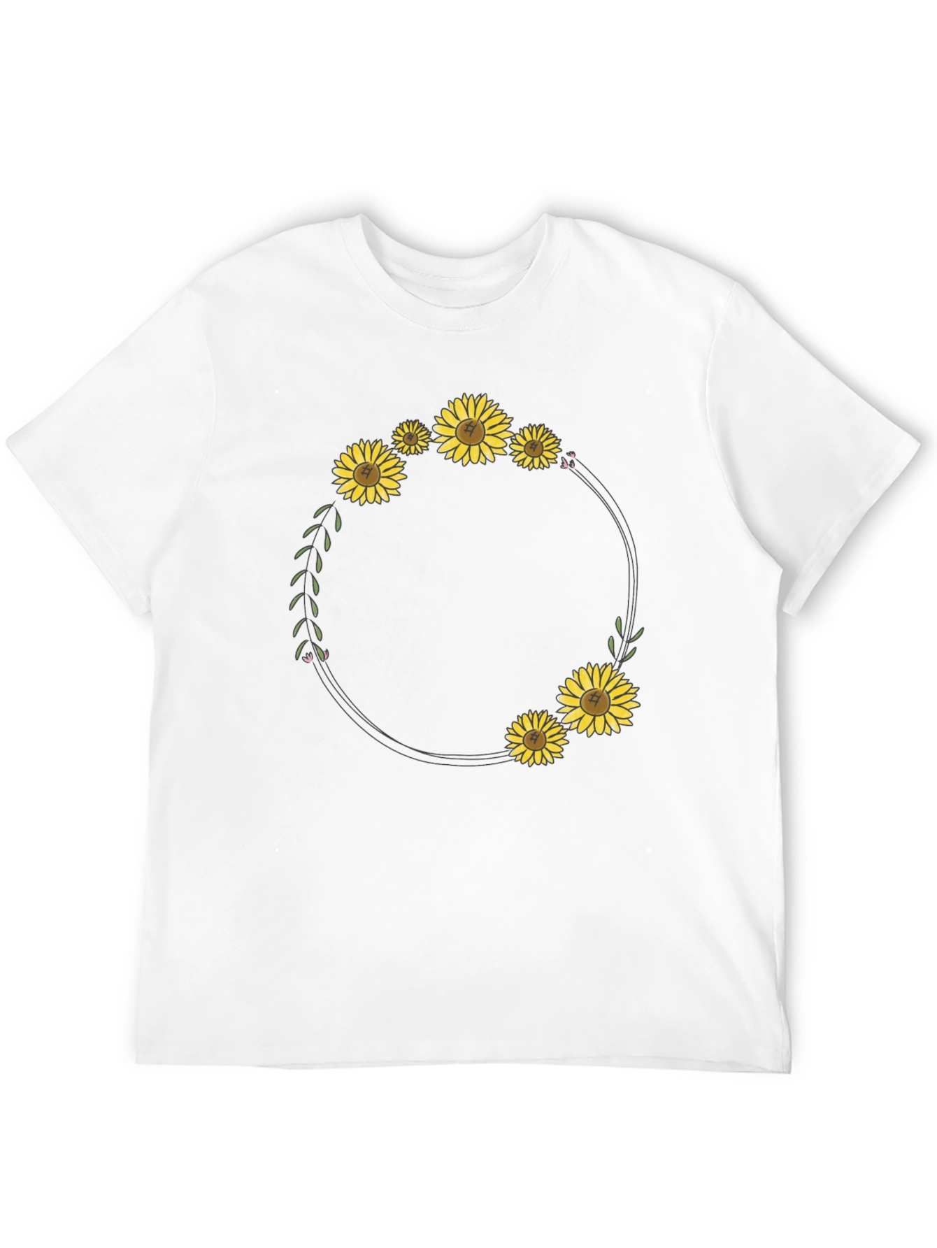 Sunflower Wreath Graphic Black T-Shirt