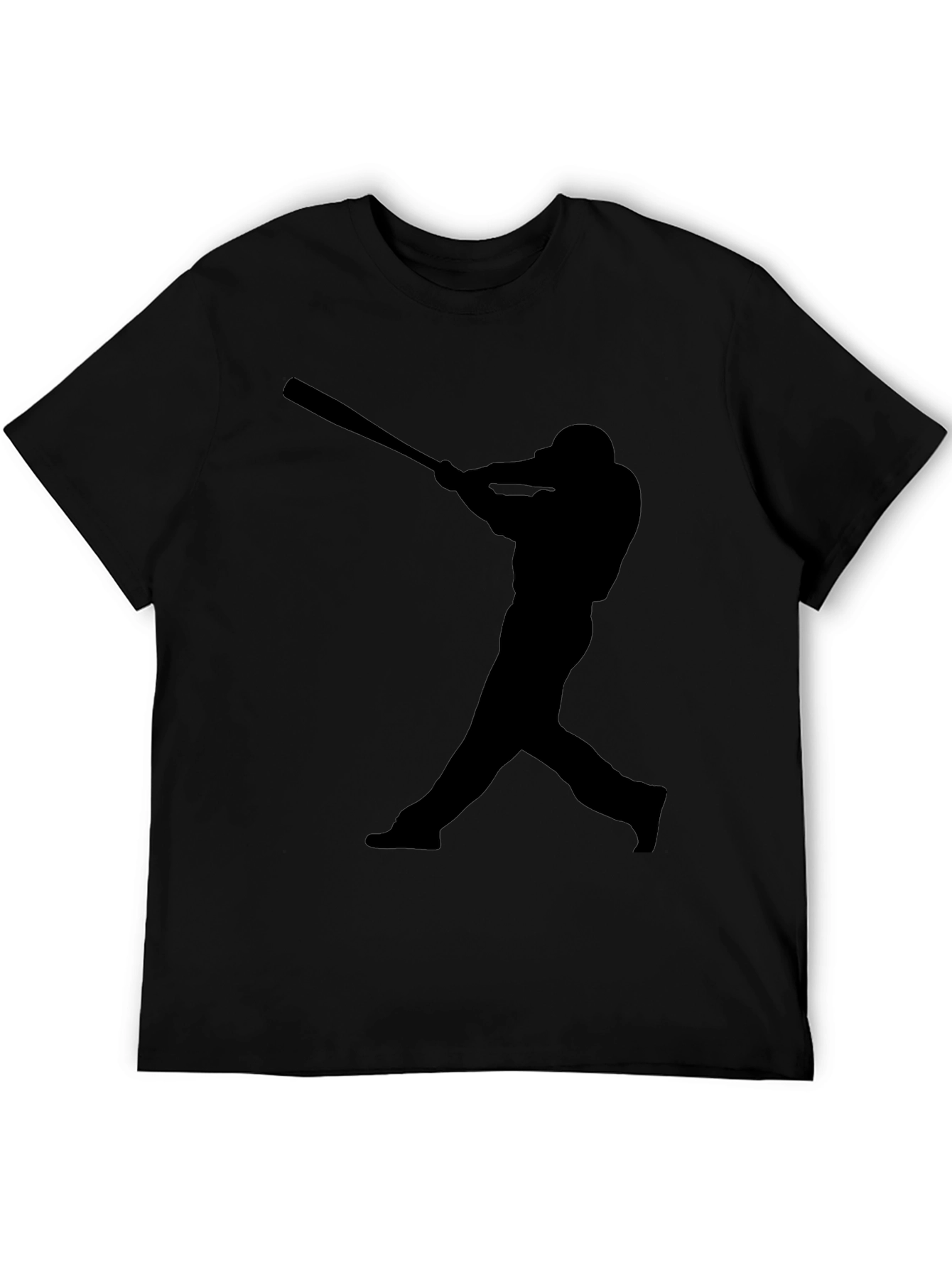 Baseball Player Silhouette T-Shirt - Black
