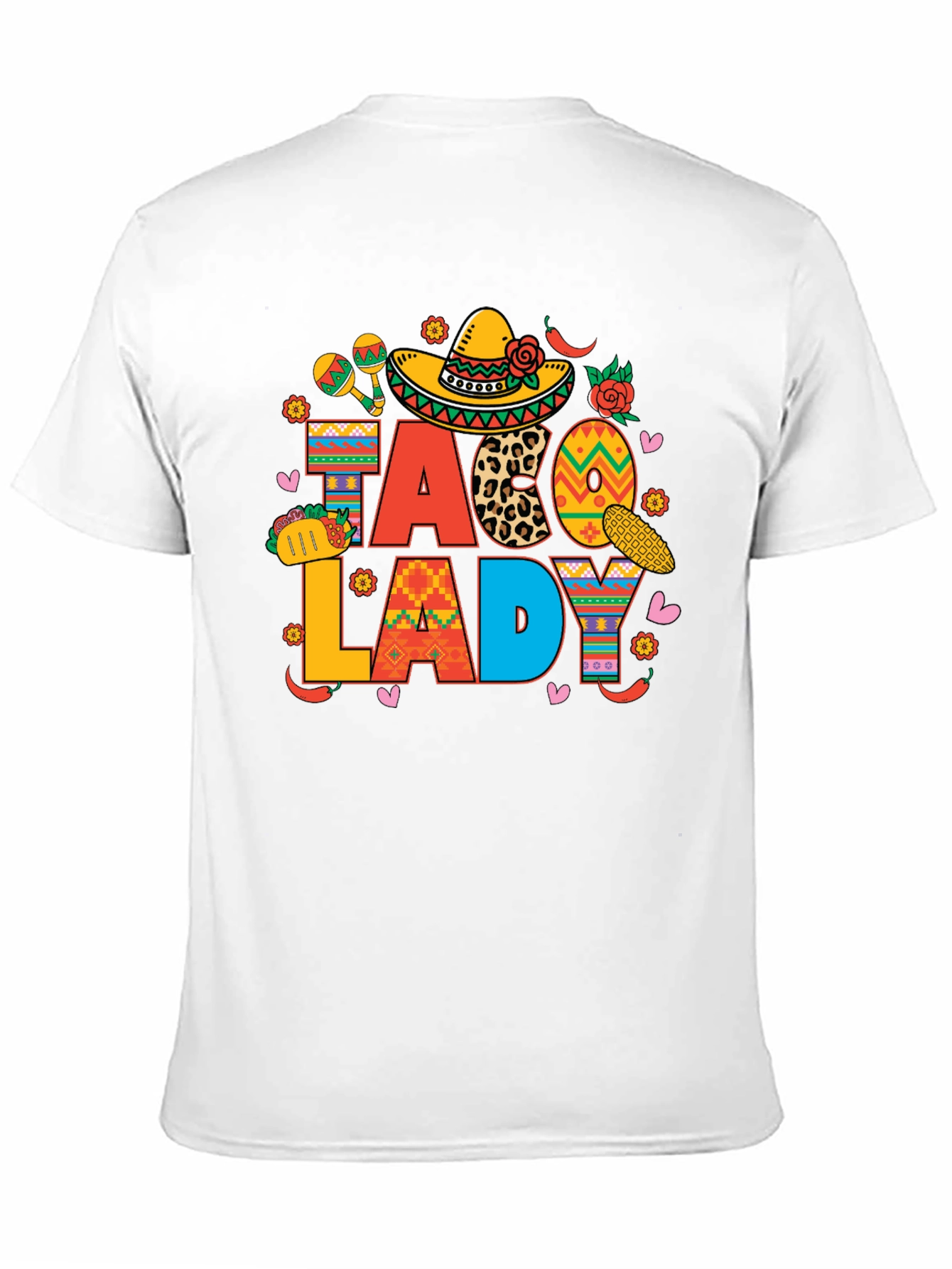 Taco Lady Black Graphic T-Shirt Cinco de Mayo