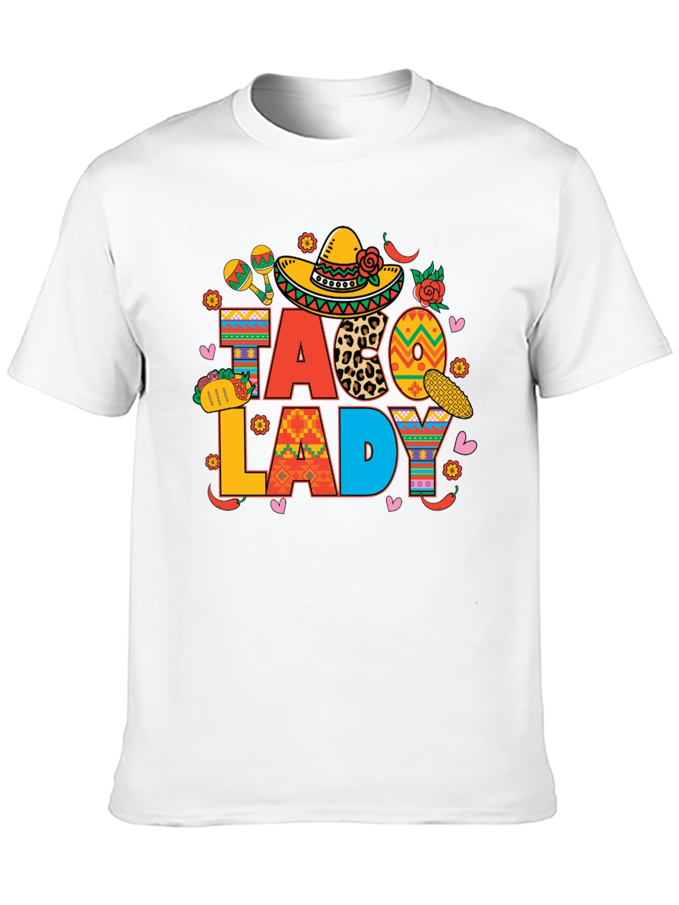 Taco Lady Black Graphic T-Shirt Cinco de Mayo