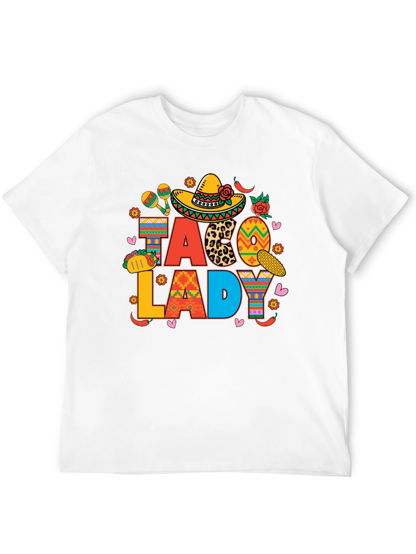 Taco Lady Black Graphic T-Shirt Cinco de Mayo