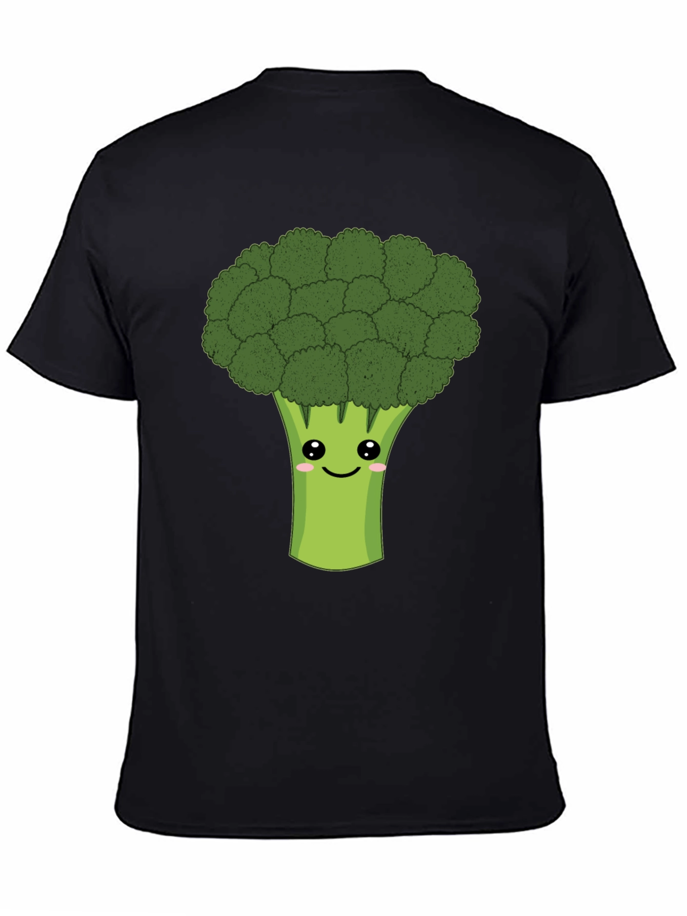 Cute Broccoli Graphic Tee - Black Cotton T-Shirt