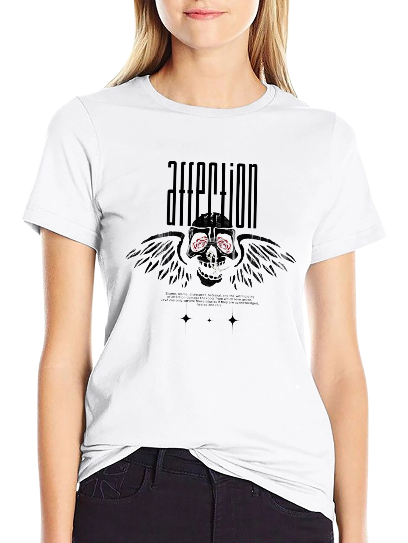 Affection Skull Winged Graphic T-Shirt