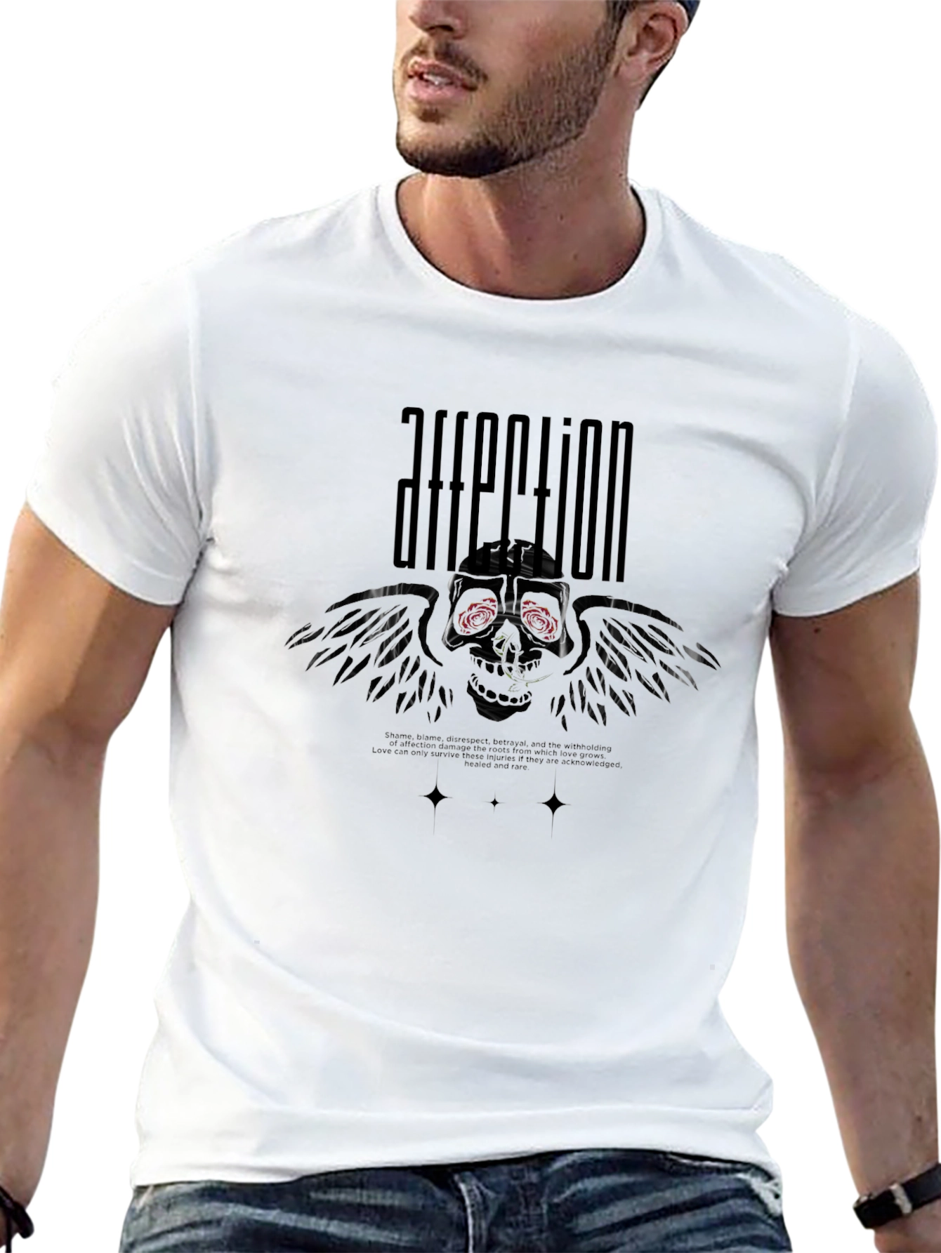 Affection Skull Winged Graphic T-Shirt