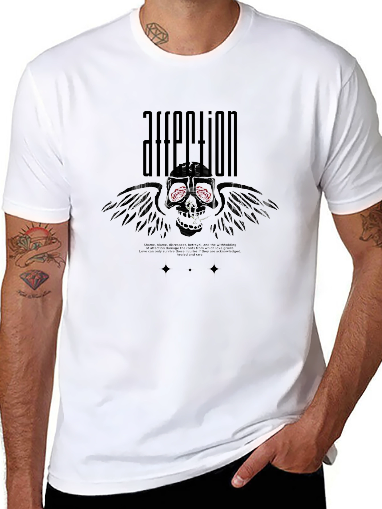 Affection Skull Winged Graphic T-Shirt