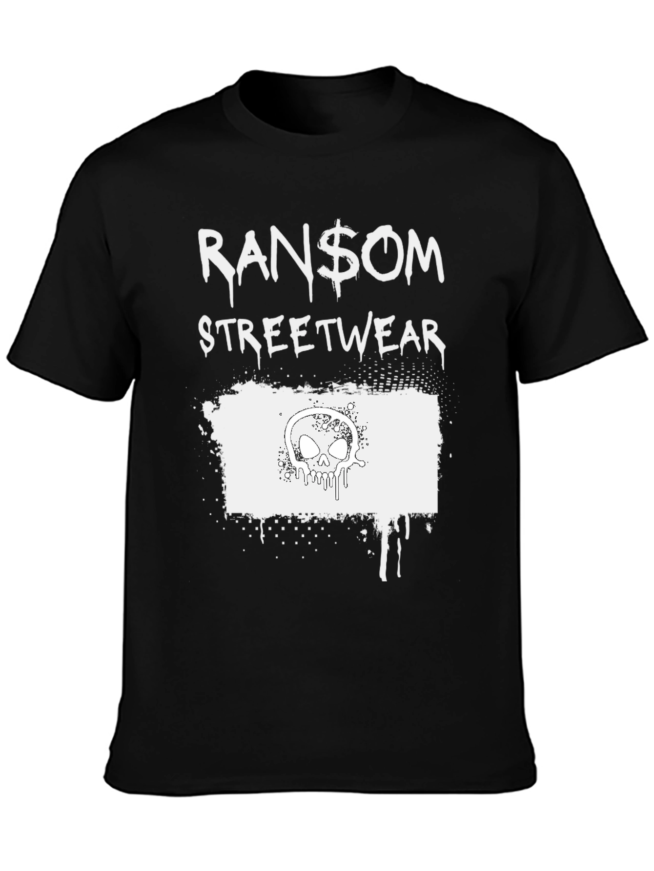 Ransom Streetwear T-Shirt with Skull Graphic - Black