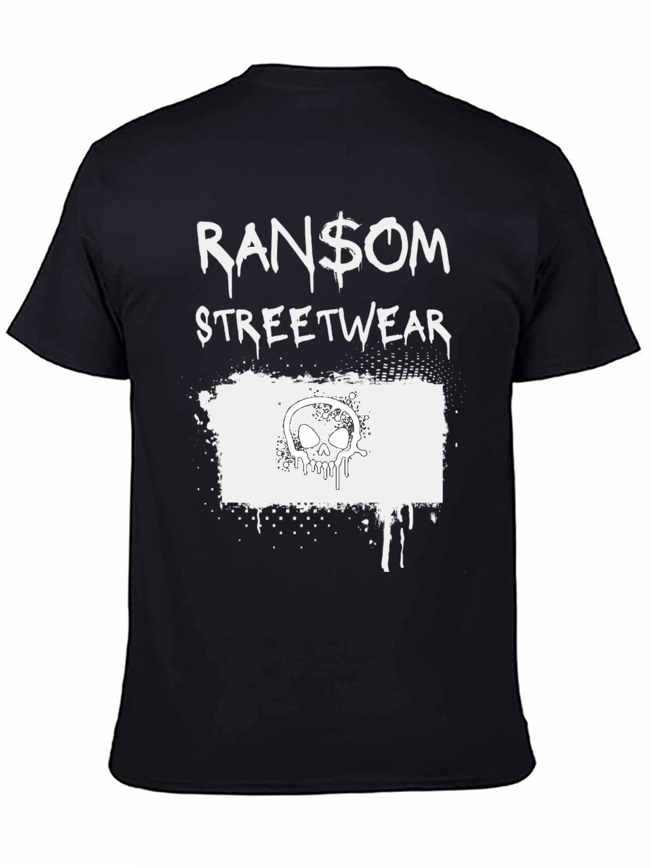 Ransom Streetwear T-Shirt with Skull Graphic - Black