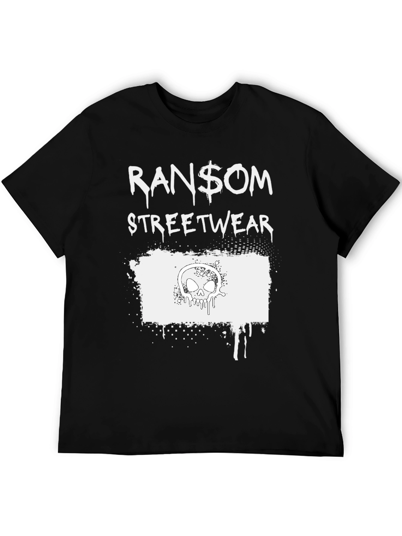 Ransom Streetwear T-Shirt with Skull Graphic - Black