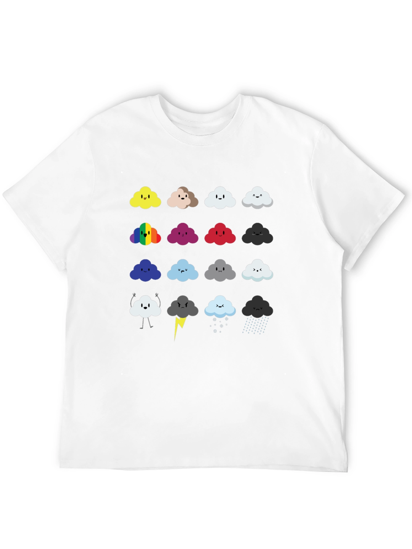 Cute Cloud Moods T-Shirt - Black Cotton Tee