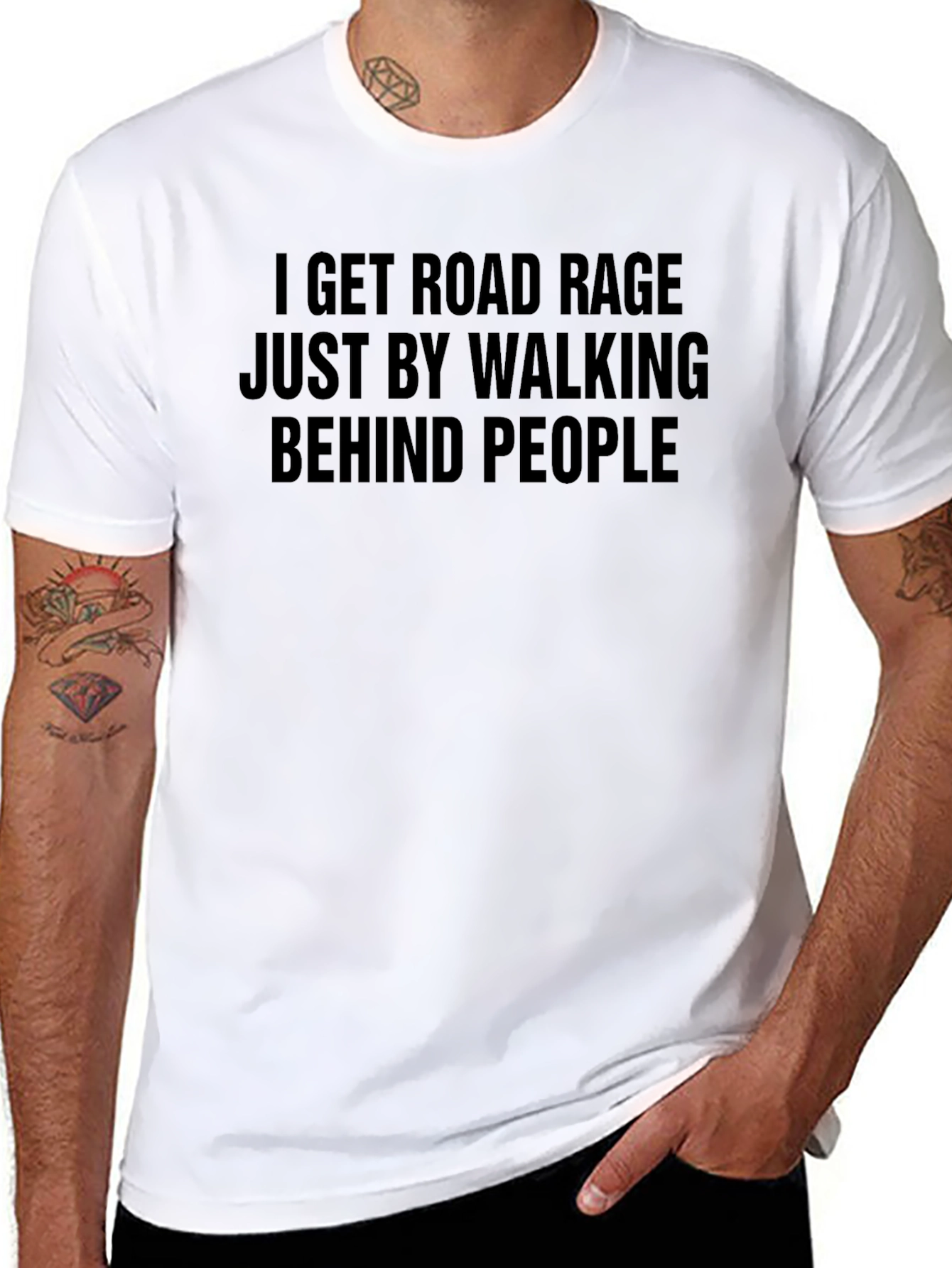 Road Rage Walking Graphic Tee - Sarcastic Black T-Shirt