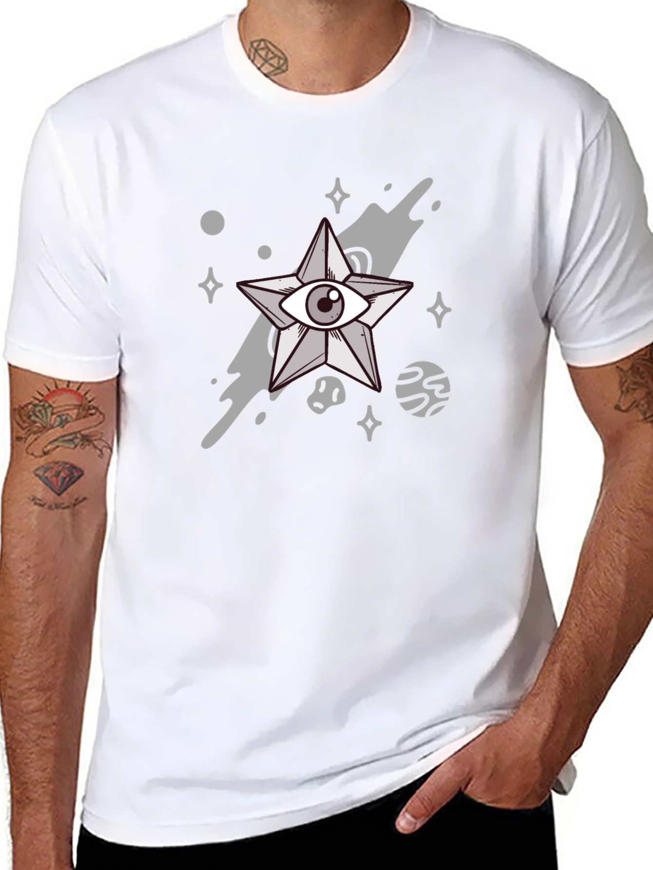 Cosmic Eye Star Graphic Black Tee