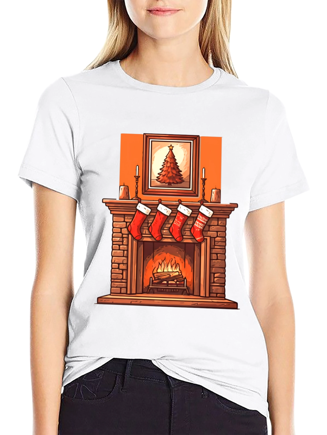 Christmas Fireplace Graphic Tee