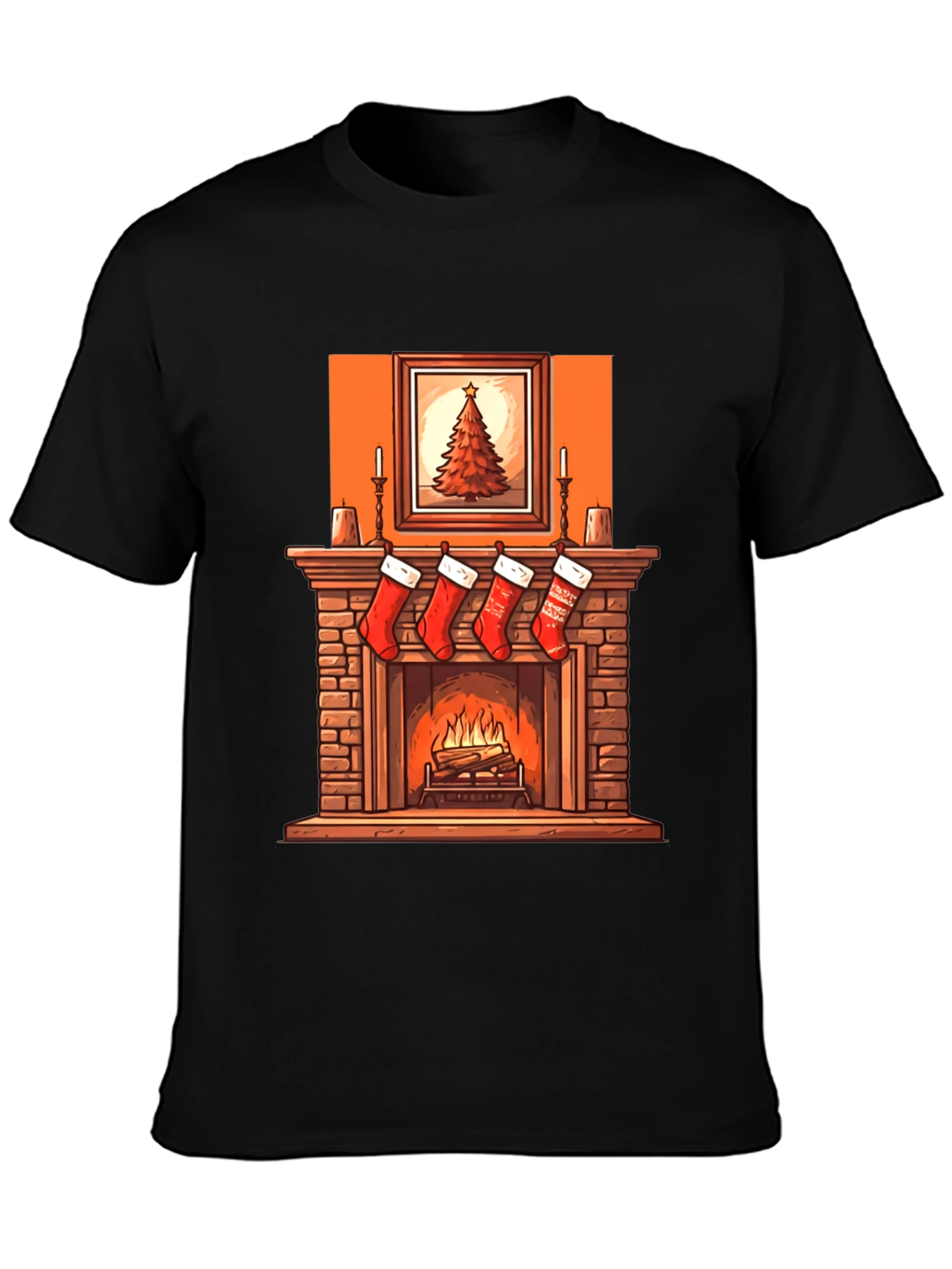 Christmas Fireplace Graphic Tee