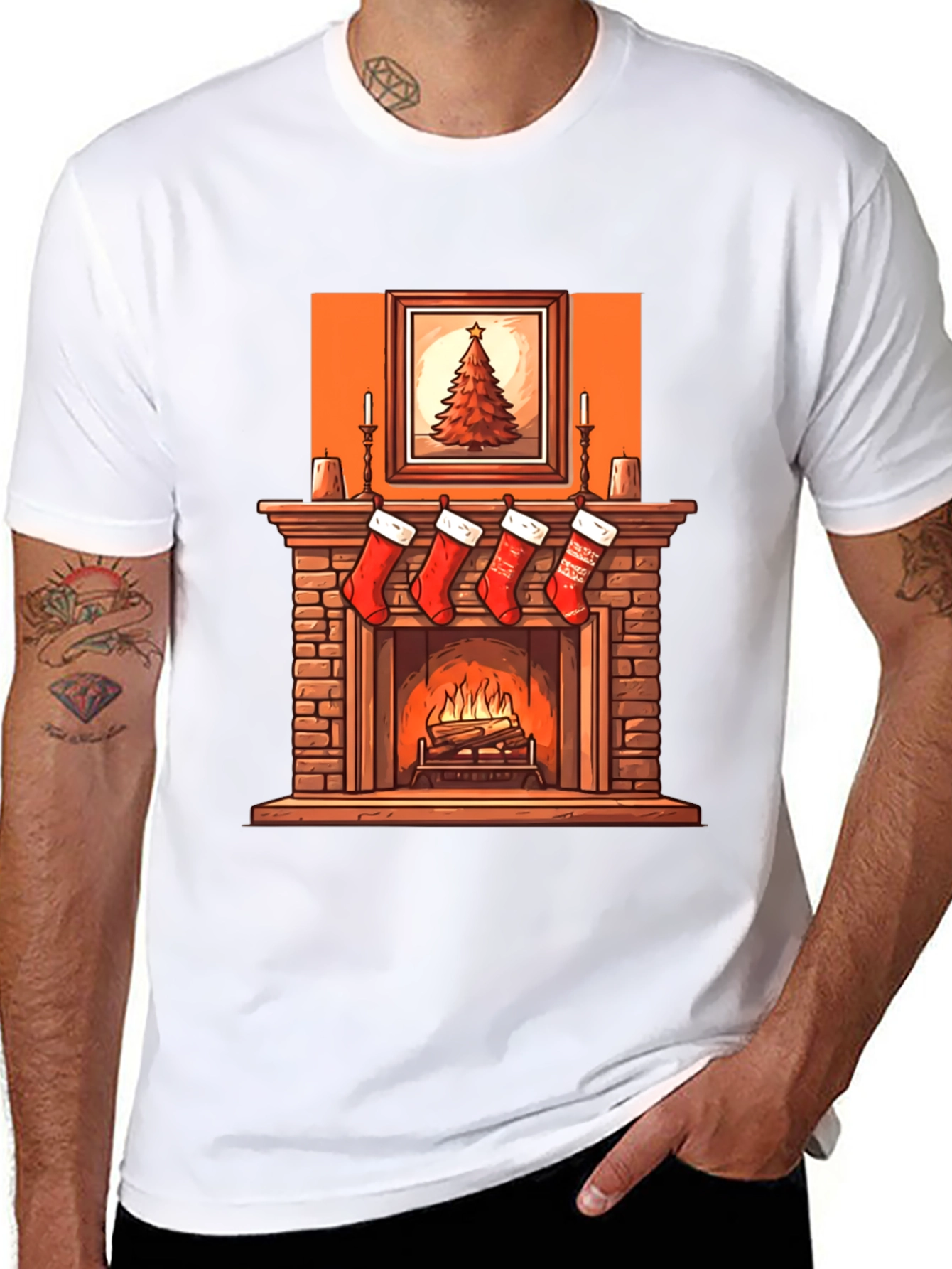 Christmas Fireplace Graphic Tee
