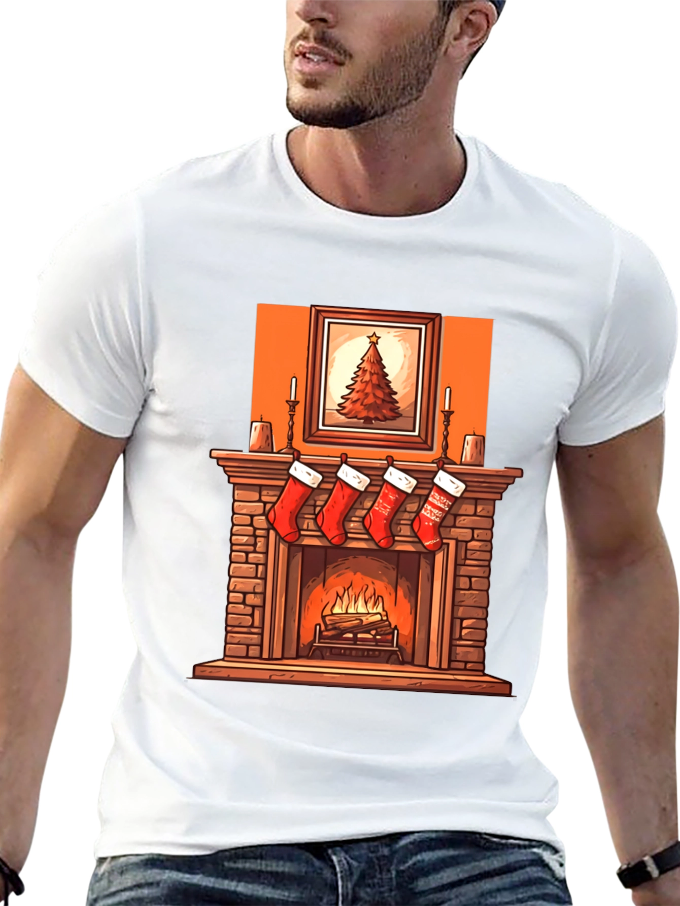 Christmas Fireplace Graphic Tee
