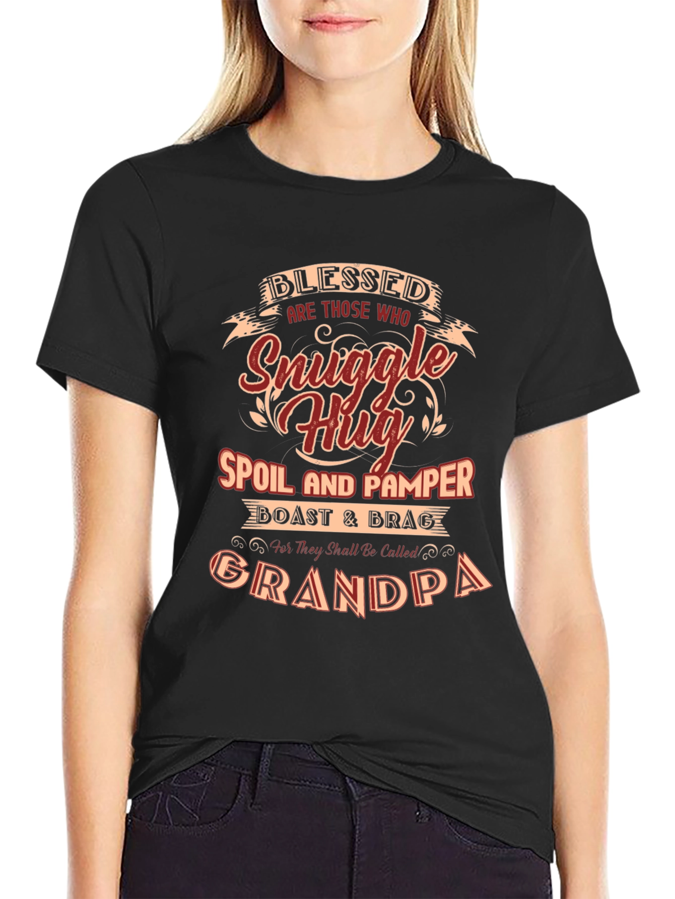 Blessed Grandpa T-Shirt - Snuggle Hug Design