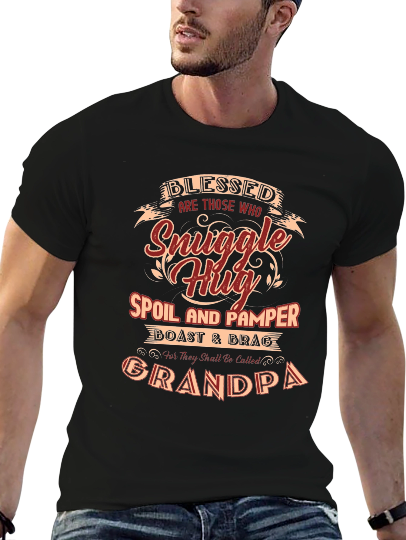 Blessed Grandpa T-Shirt - Snuggle Hug Design