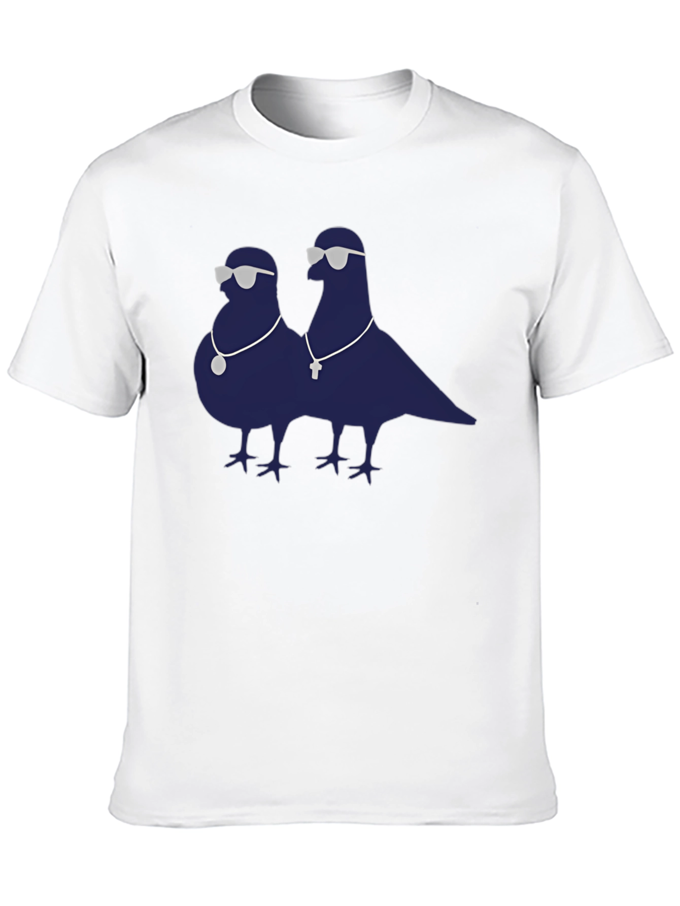 Cool Pigeons Graphic Tee - Black Cotton Blend T-Shirt
