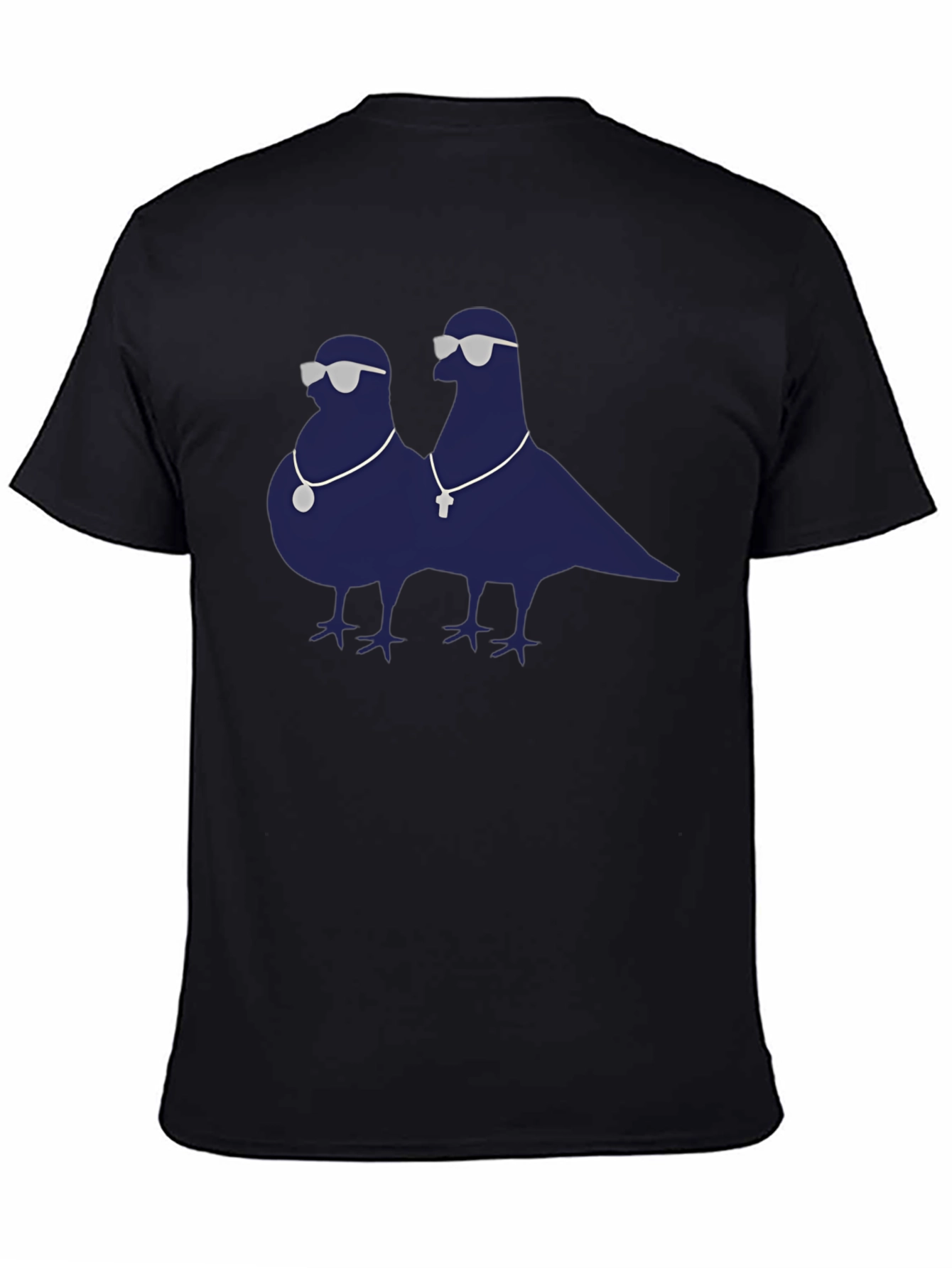 Cool Pigeons Graphic Tee - Black Cotton Blend T-Shirt