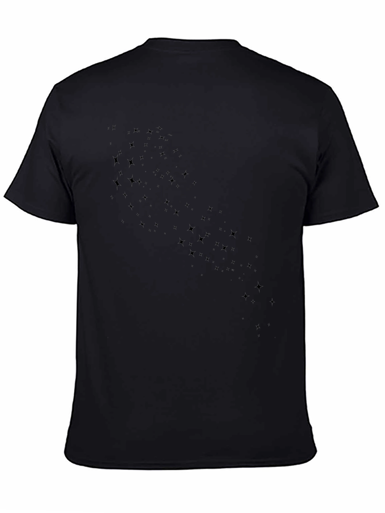 Stylish Black Crew Neck Tee with Subtle Star Pattern