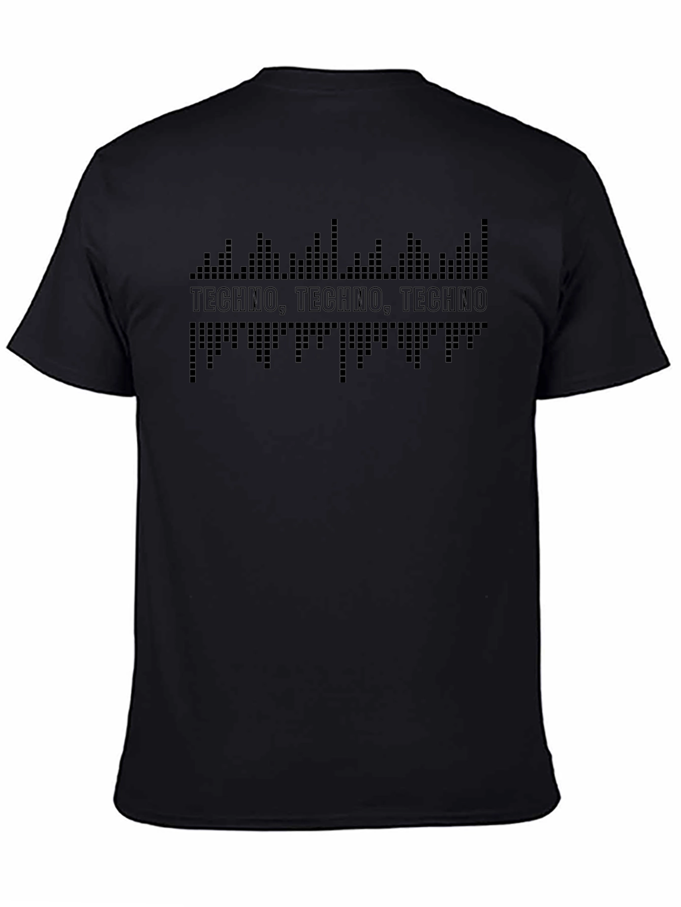 Techno Music Graphic Tee - Black Crew Neck T-Shirt