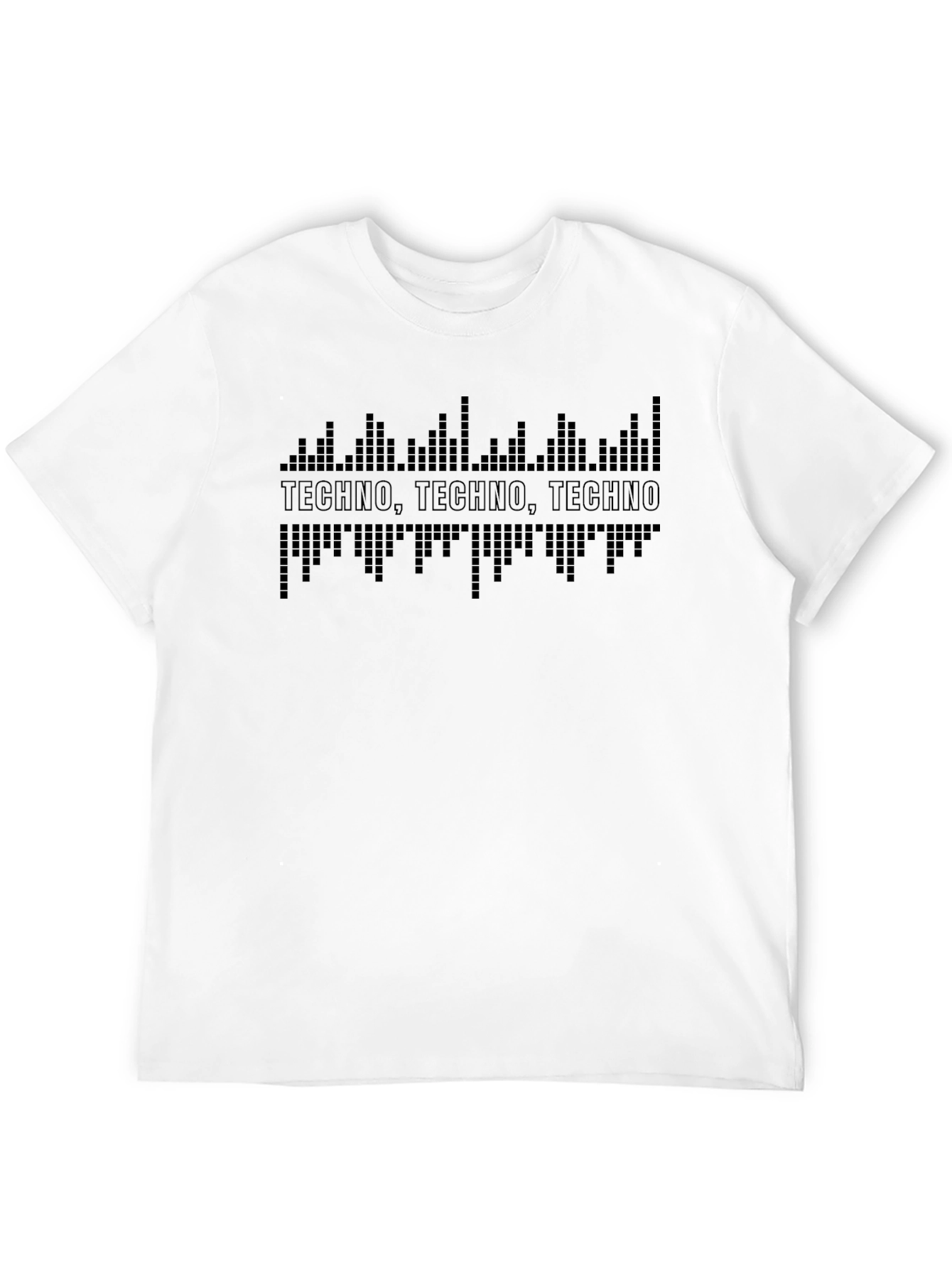 Techno Music Graphic Tee - Black Crew Neck T-Shirt