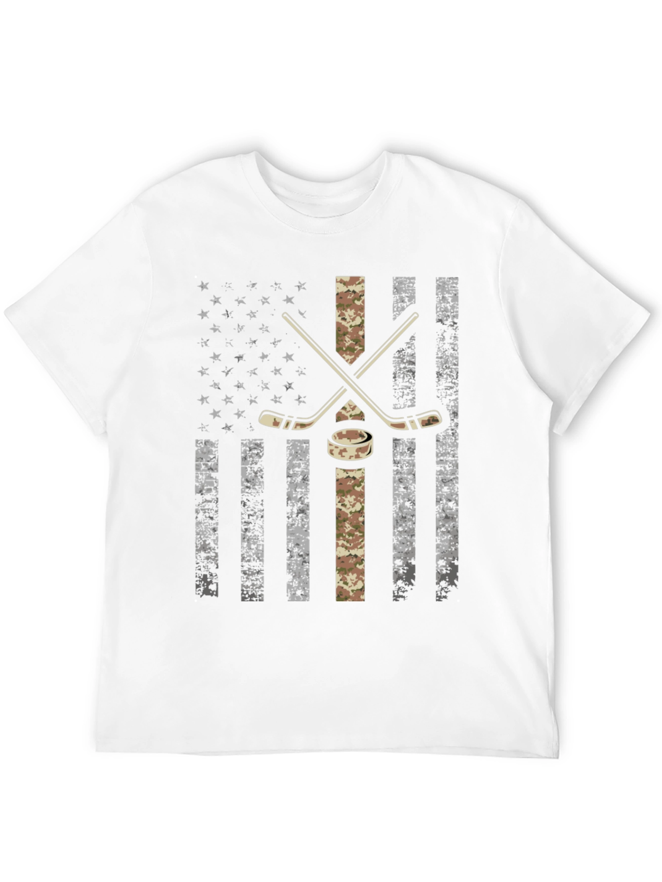 American Flag Hockey T-Shirt - Camo Design