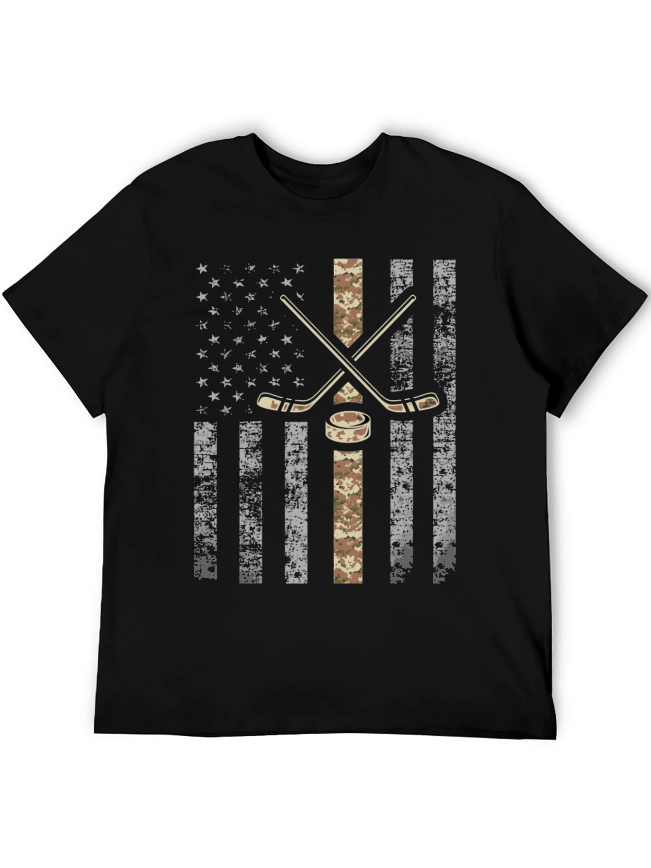 American Flag Hockey T-Shirt - Camo Design