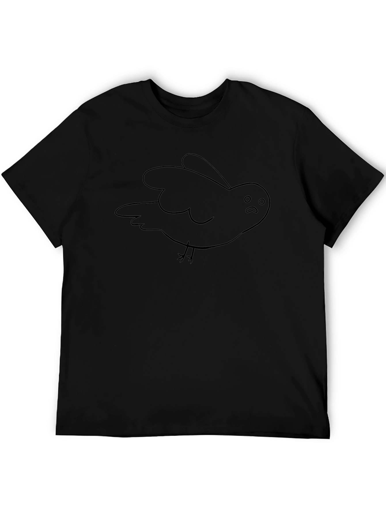 Sad Bird Graphic Black T-Shirt