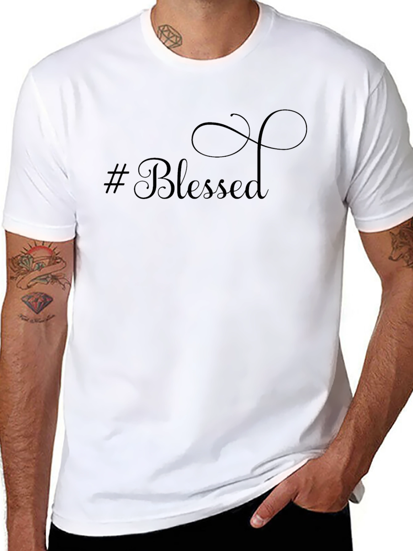 #Blessed Graphic Print T-Shirt - Casual Style