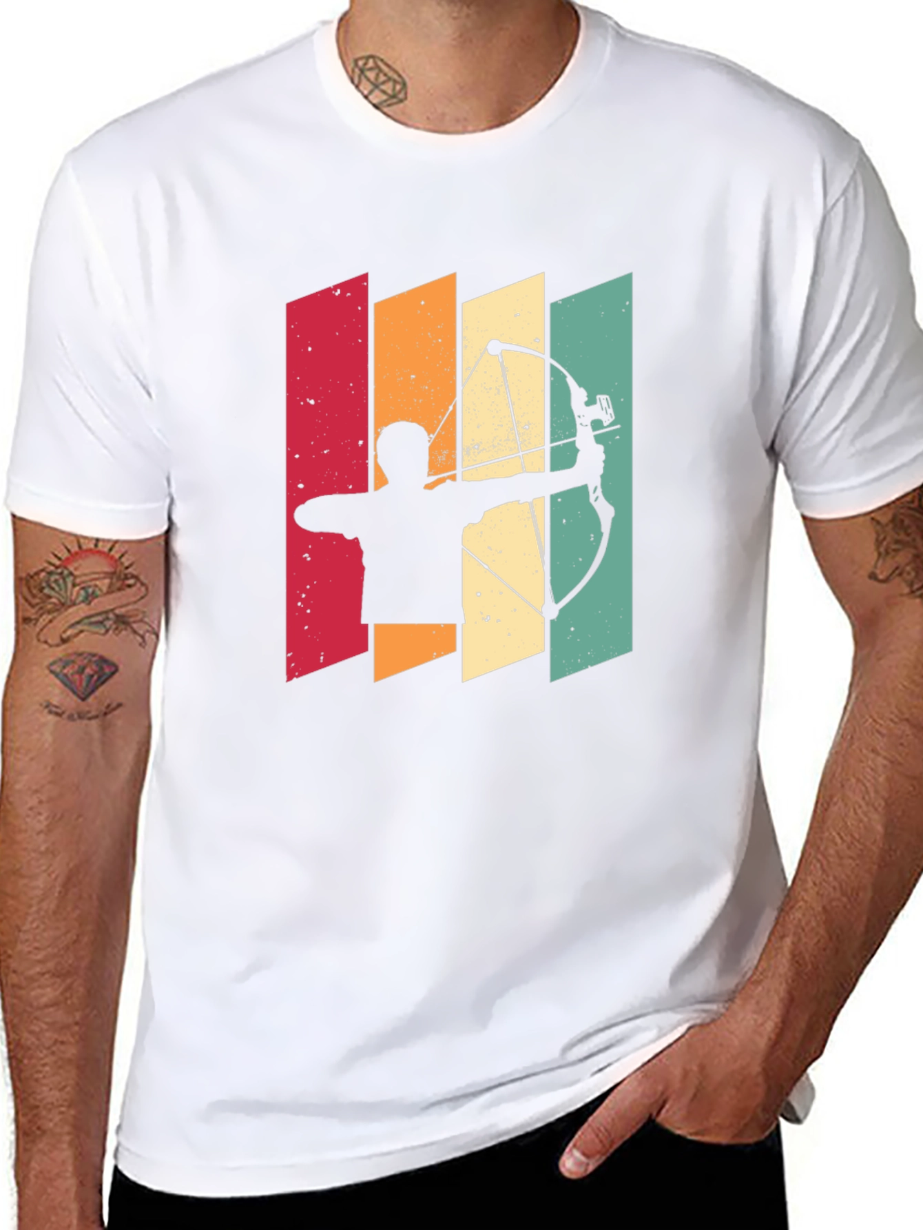 Archery Silhouette Retro Style Graphic Tee