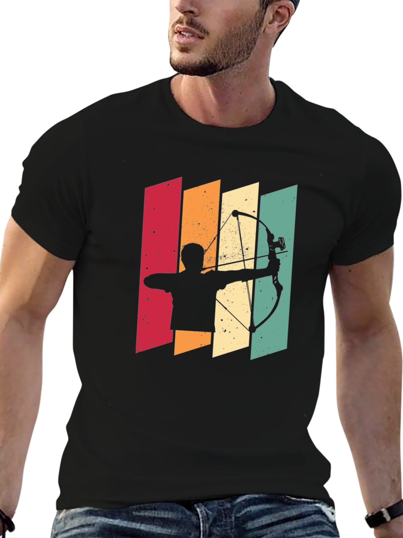 Archery Silhouette Retro Style Graphic Tee