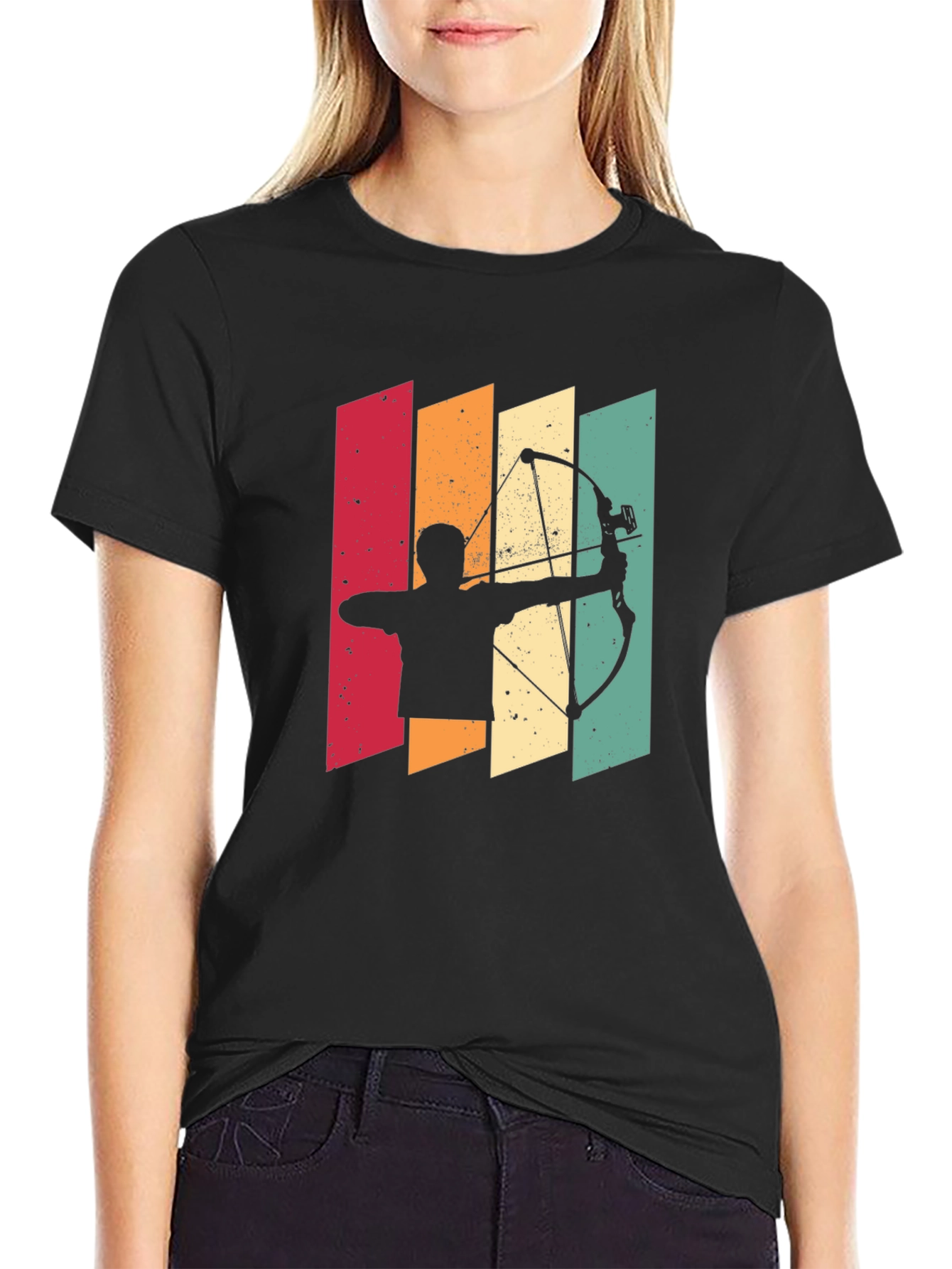 Archery Silhouette Retro Style Graphic Tee