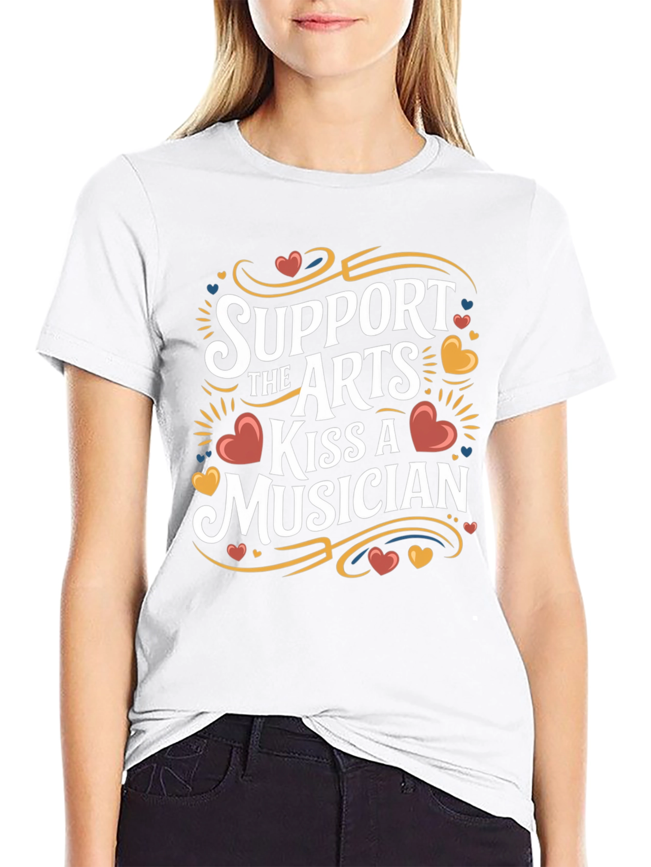 Support The Arts Kiss A Musician Graphic T-Shirt