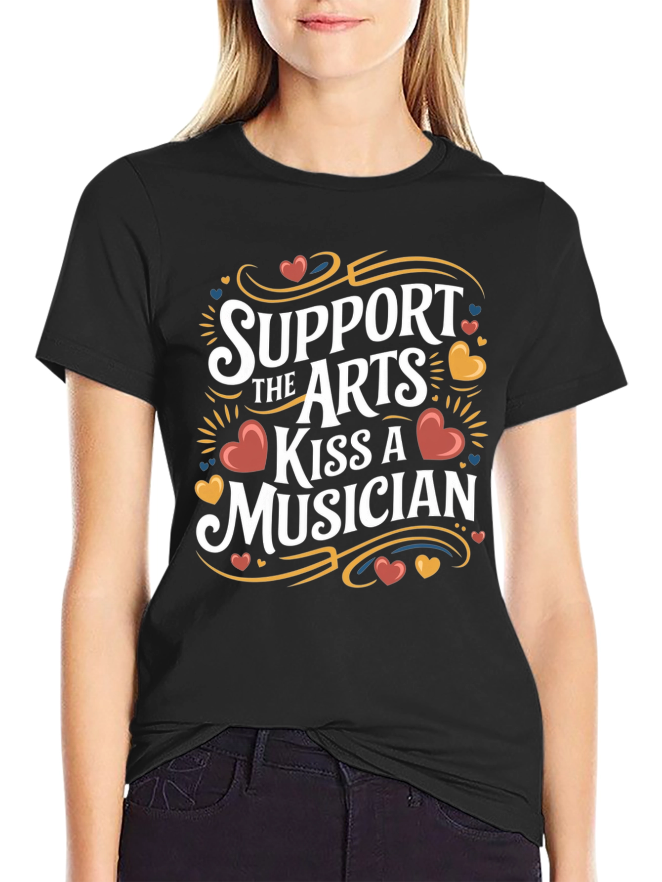 Support The Arts Kiss A Musician Graphic T-Shirt