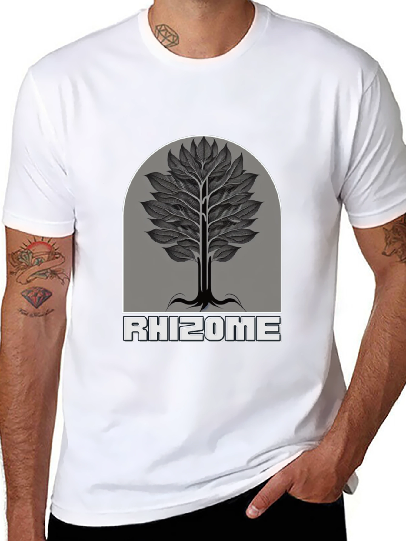 Rhizome Tree Graphic Print Black T-Shirt