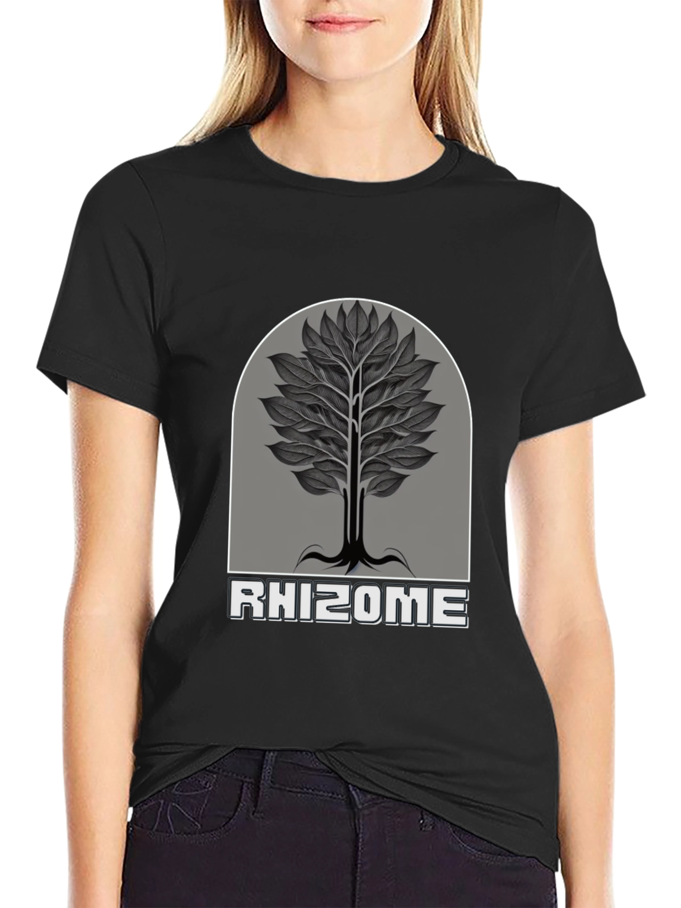 Rhizome Tree Graphic Print Black T-Shirt