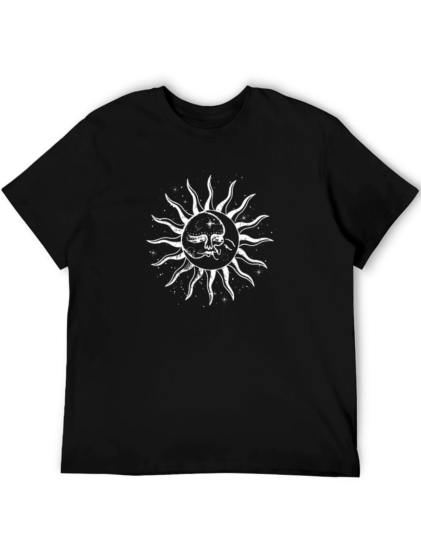 Celestial Sun and Moon Graphic Tee - Black