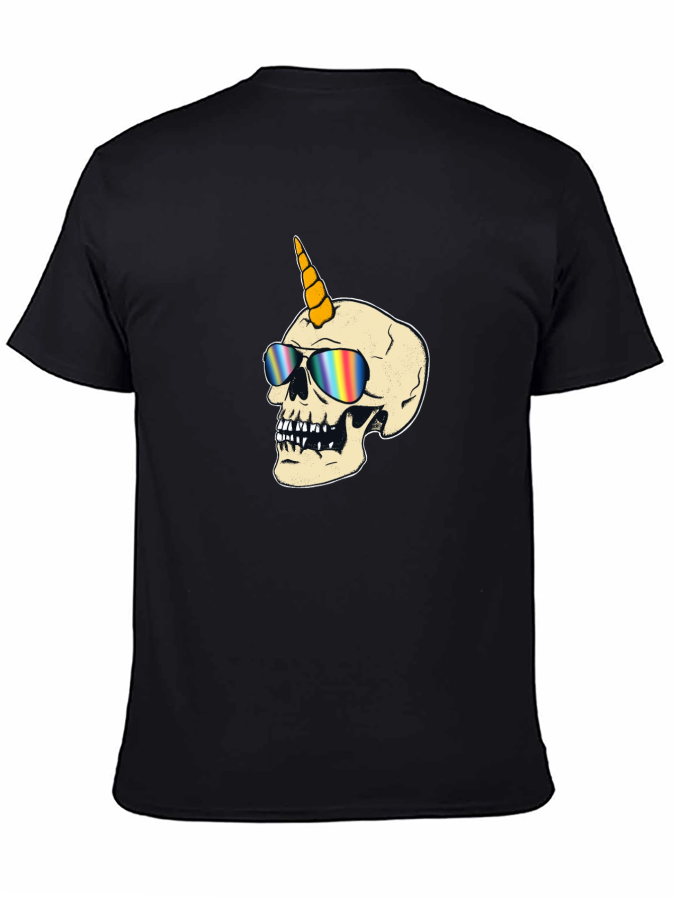 Unicorn Skull Graphic T-Shirt - Black