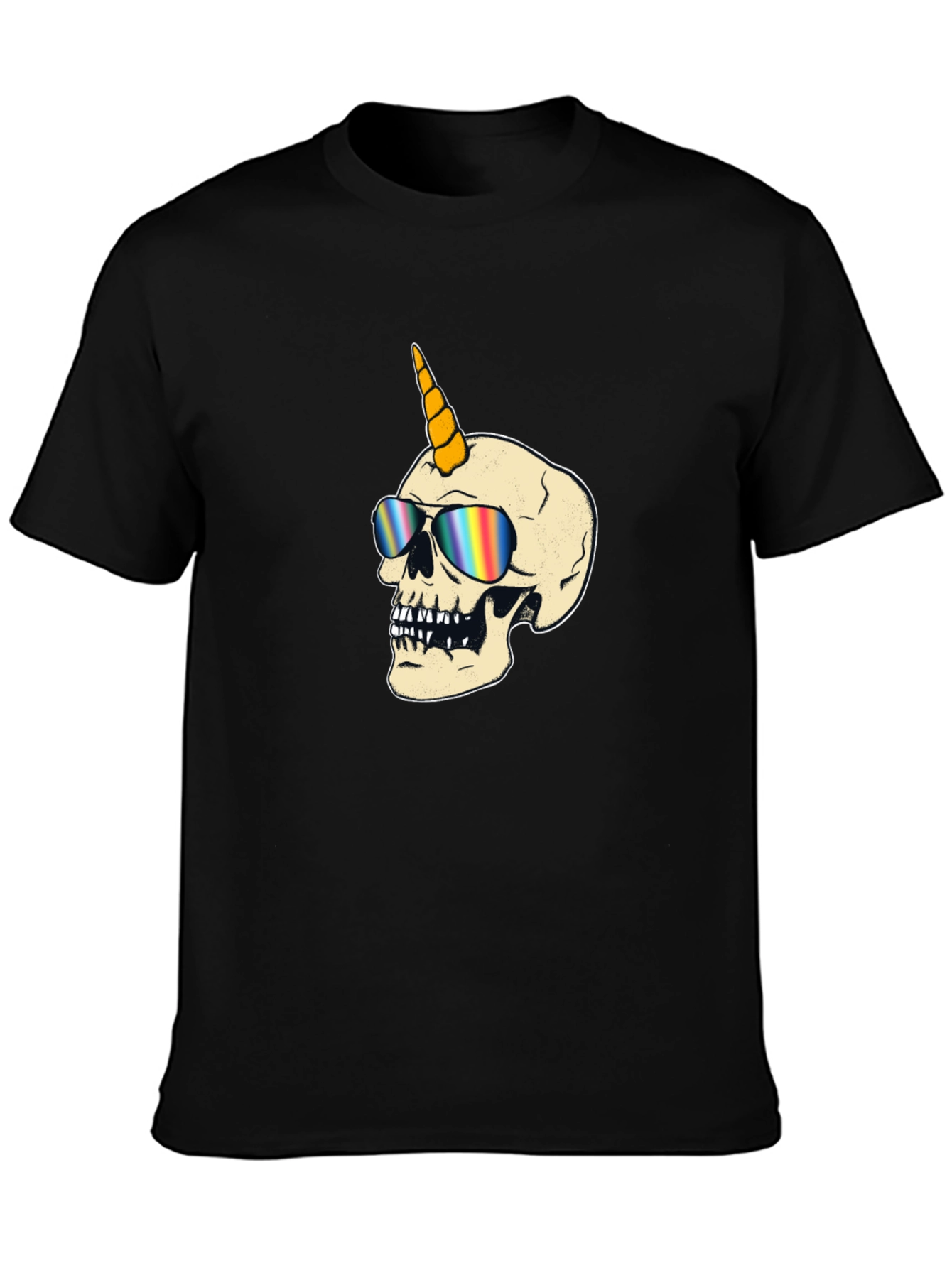 Unicorn Skull Graphic T-Shirt - Black