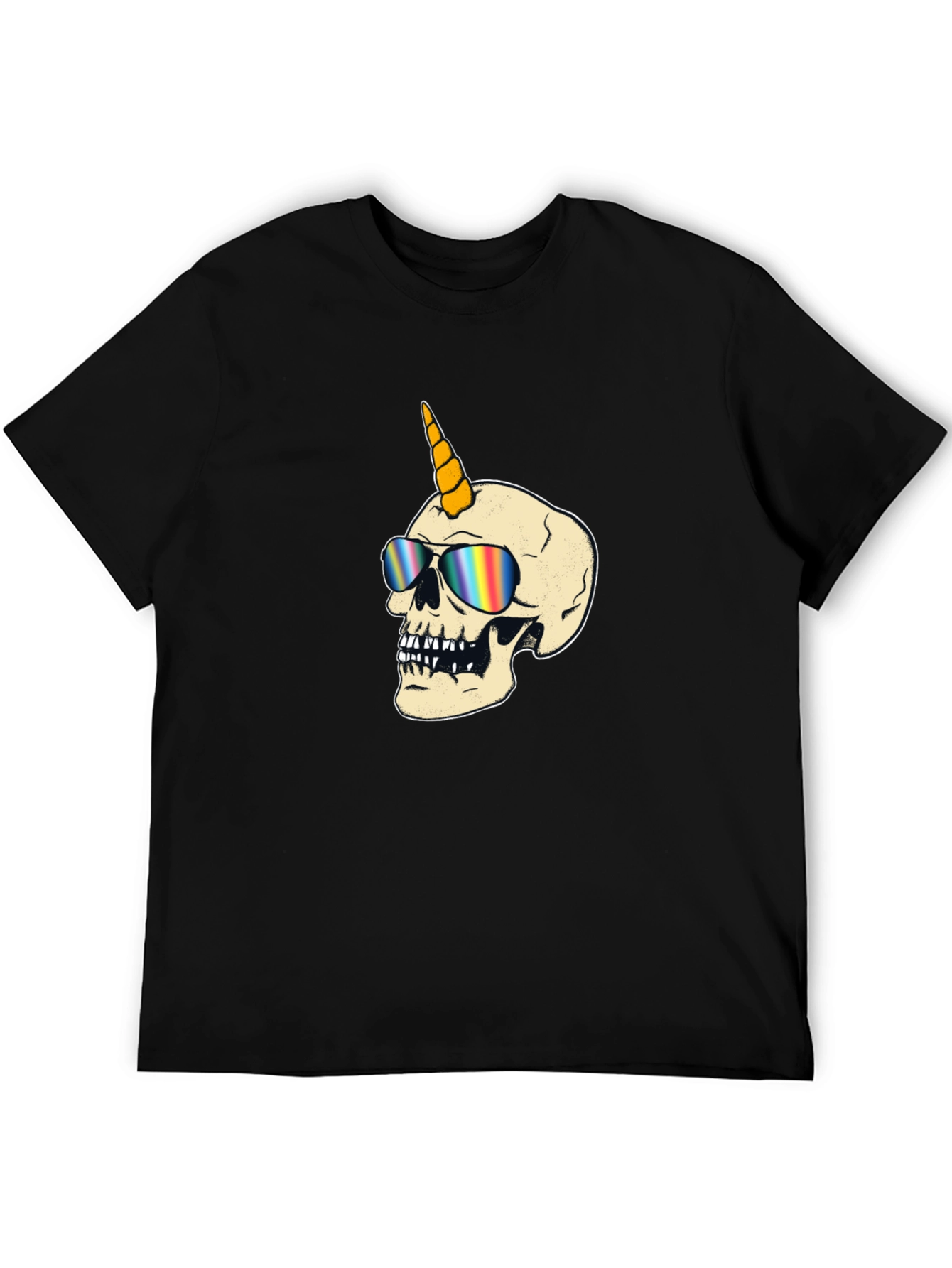 Unicorn Skull Graphic T-Shirt - Black