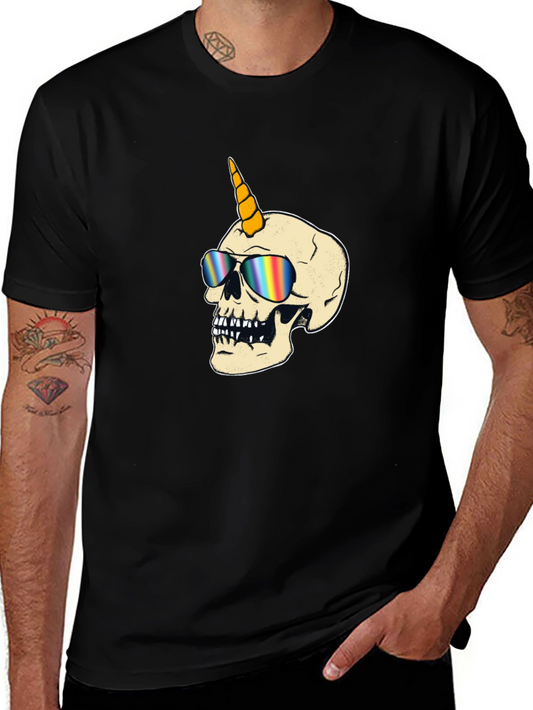 Unicorn Skull Graphic T-Shirt - Black