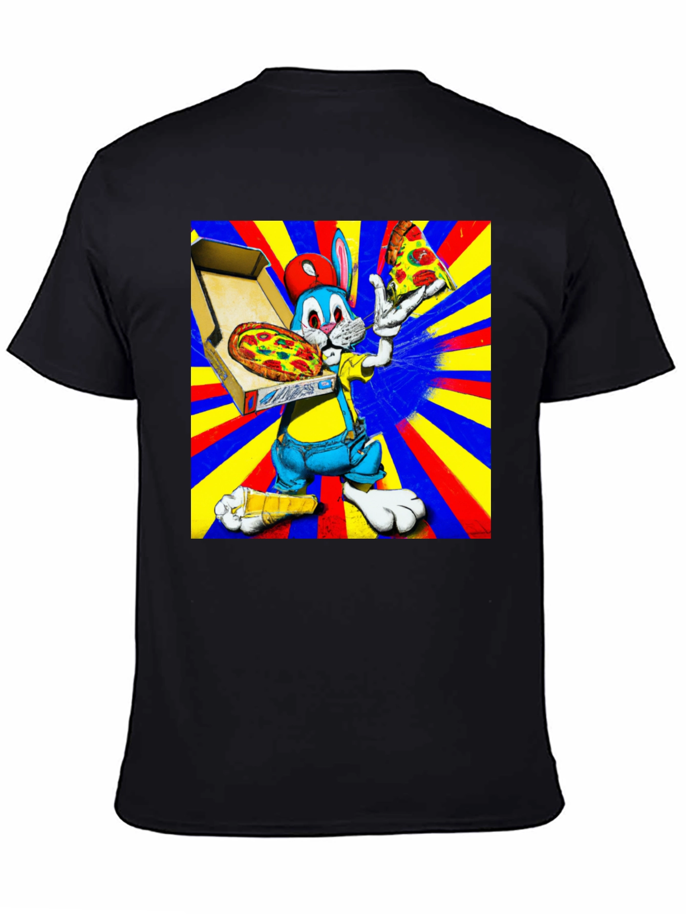 Cartoon Rabbit Pizza Graphic Tee