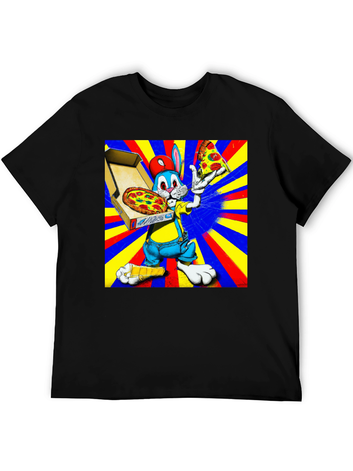 Cartoon Rabbit Pizza Graphic Tee